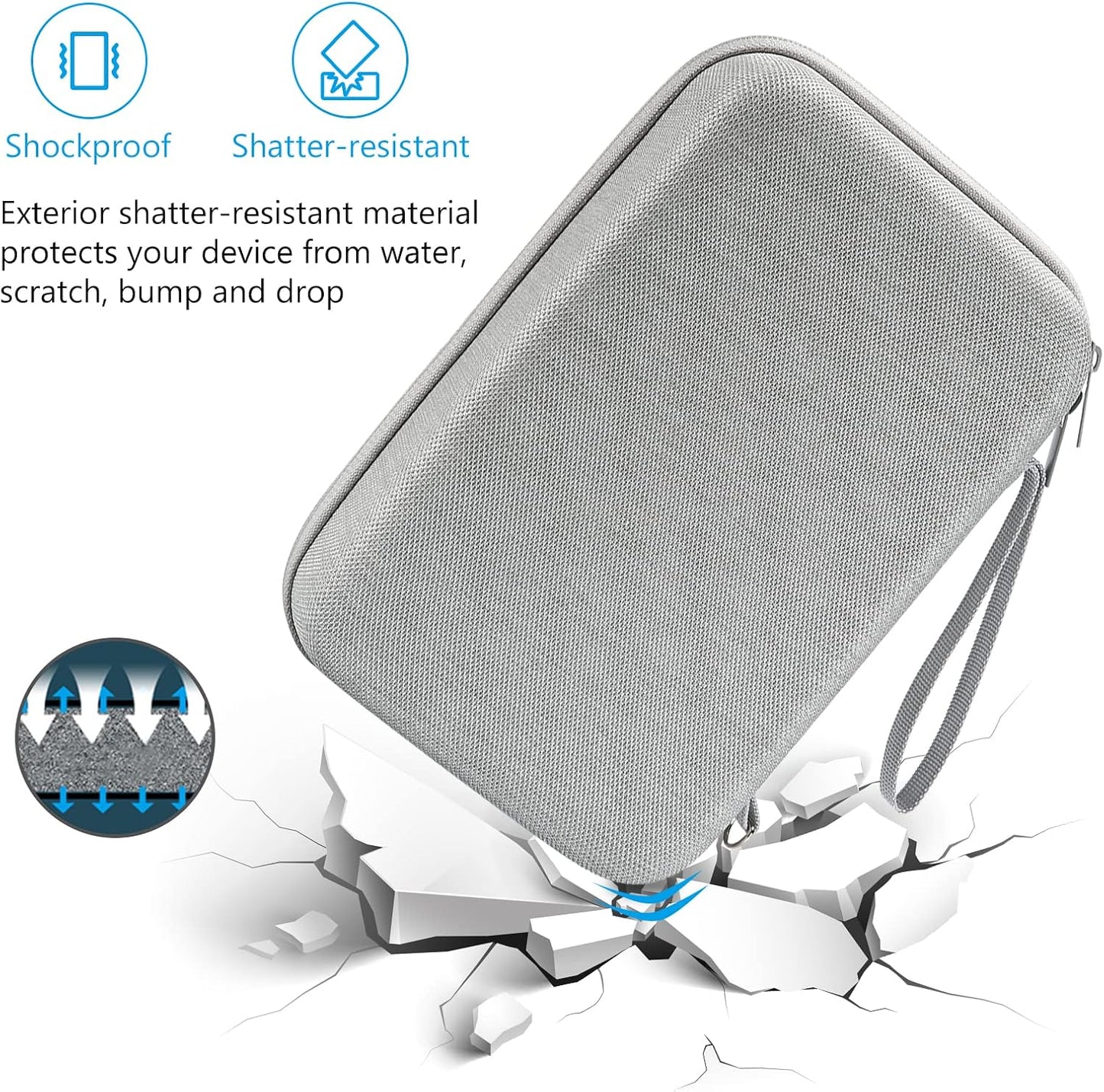 ProCase Hard Travel Electronic Organizer Case for MacBook Power Adapter Chargers Cables Power Bank Apple Magic Mouse Apple Pencil USB Flash Disk SD Card Small Portable Accessories Bag -L, Black