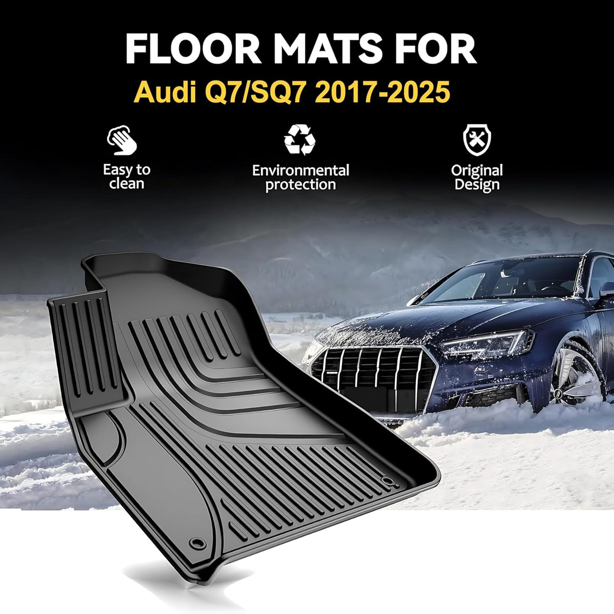 AOMSAZTO Floor Mats & Trunk Mat for 2024 2025 Chevy Equinox EV (Non Fuel),TPE All Weather Protection 2 Rows Car Floor Liners with Cargo Liner for Chevrolet Equinox EV (Non Fuel) - PuriLite