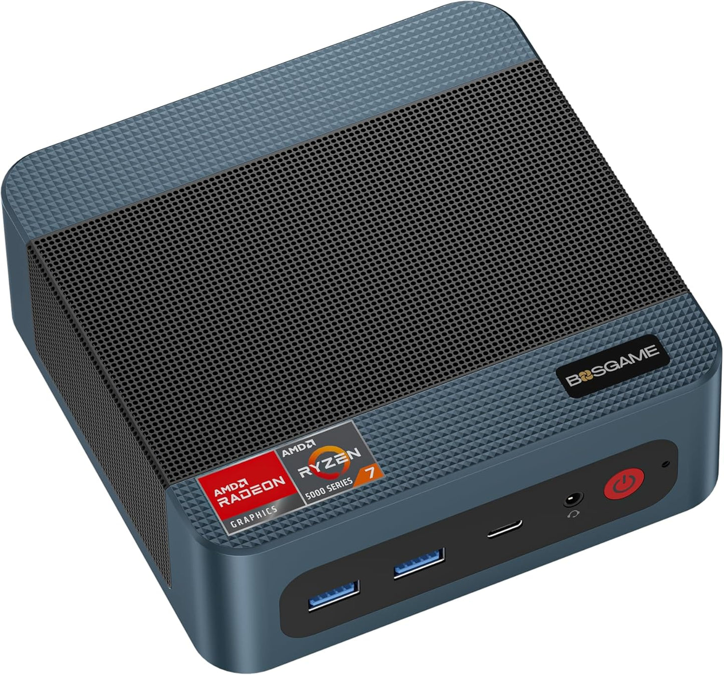 BOSGAME P4 Gaming Mini PC Ryzen 7 5700U 32GB RAM 1TB NVMe M.2 2280 SSD, 11-Pro OS Mini Computers, Micro PC 4K 60Hz Triple Display, HDMI+DP+Type-C, WiFi 6E, BT5.2, PD3.0, Dual 2.5GbE LAN