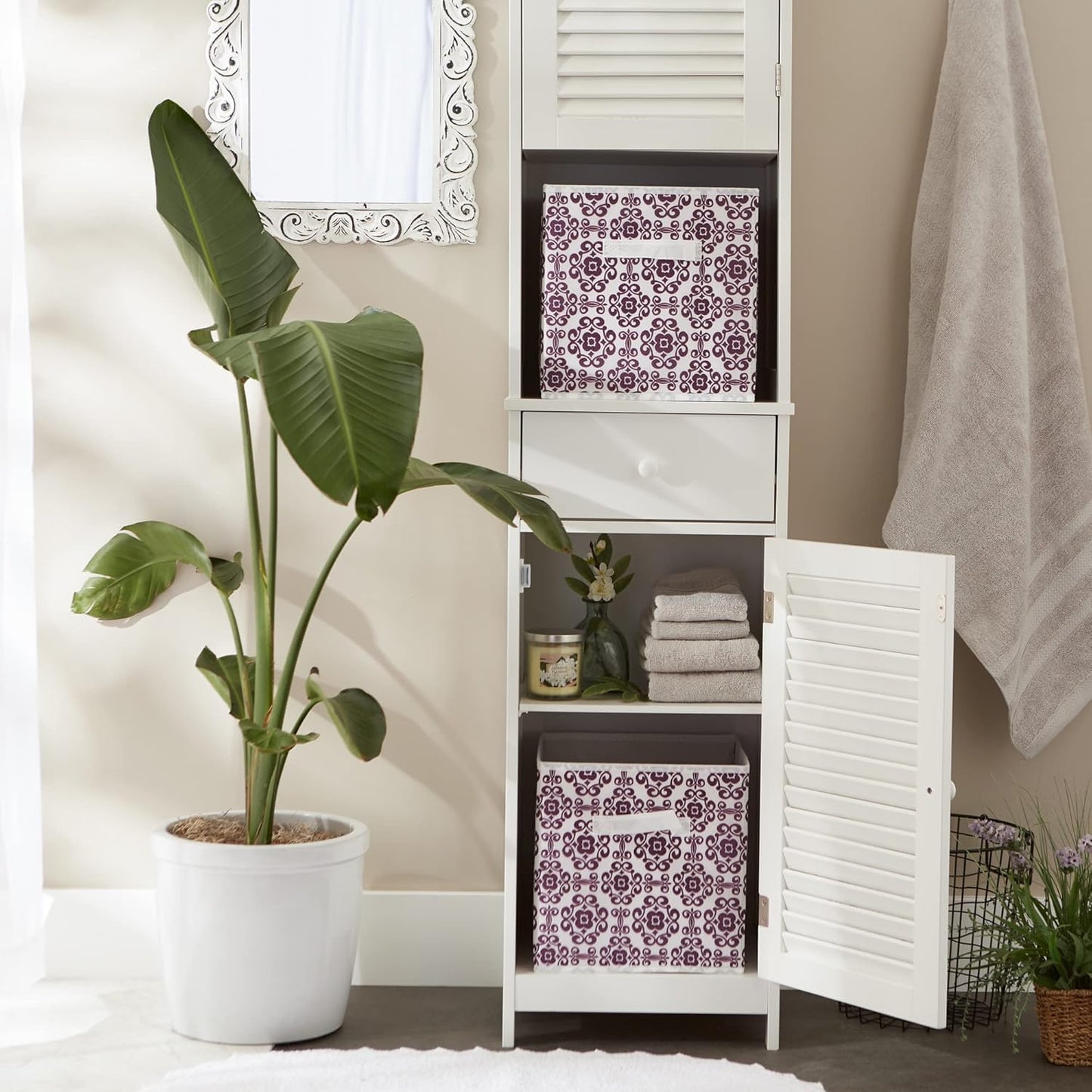 DII Foldable Fabric Storage Containers for Nurseries, Offices, Closets, Home Decor, Cube Organizers & Everyday Storage Needs, (Large - 11 x 11 x 11) Scroll Nautical Blue - Set of 2