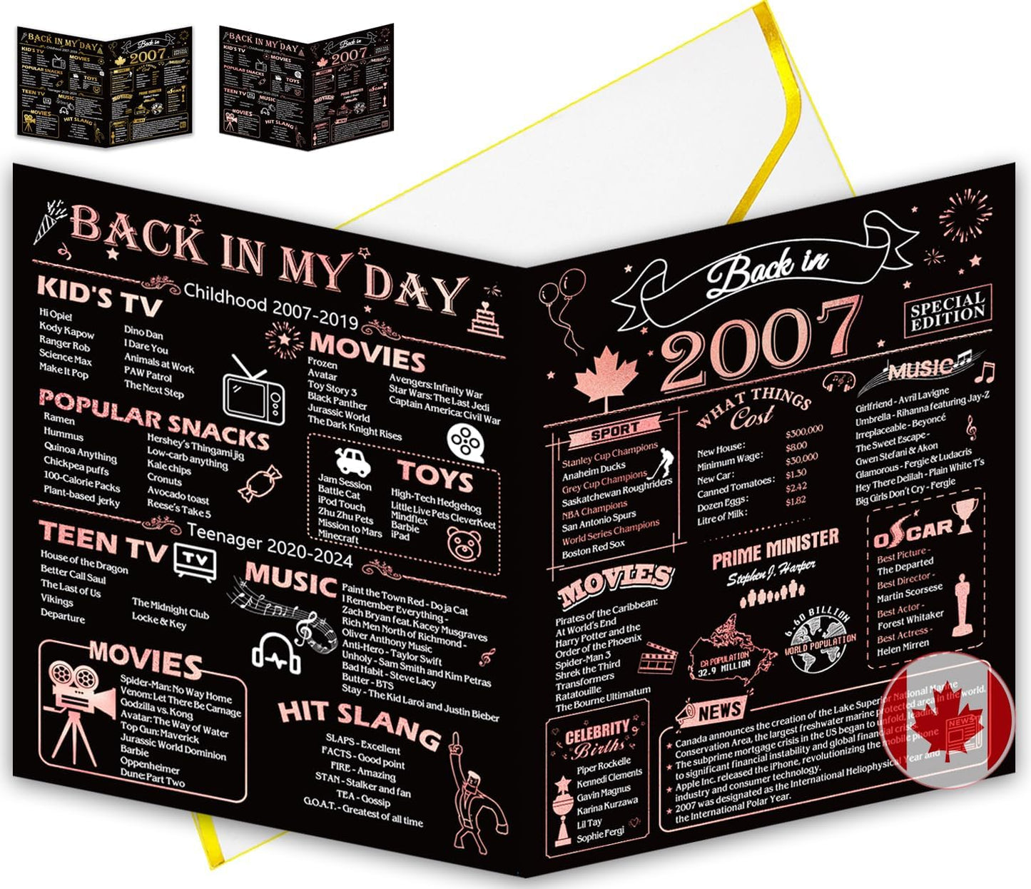 50th Birthday Card, Jumbo CANADA 25x20cm Back in 1975, Gilding Happy 50th Birthday Decoration for Woman, Men, Funny 50 Birthday Gifts for Wife, Husband, Him, Her, Mom