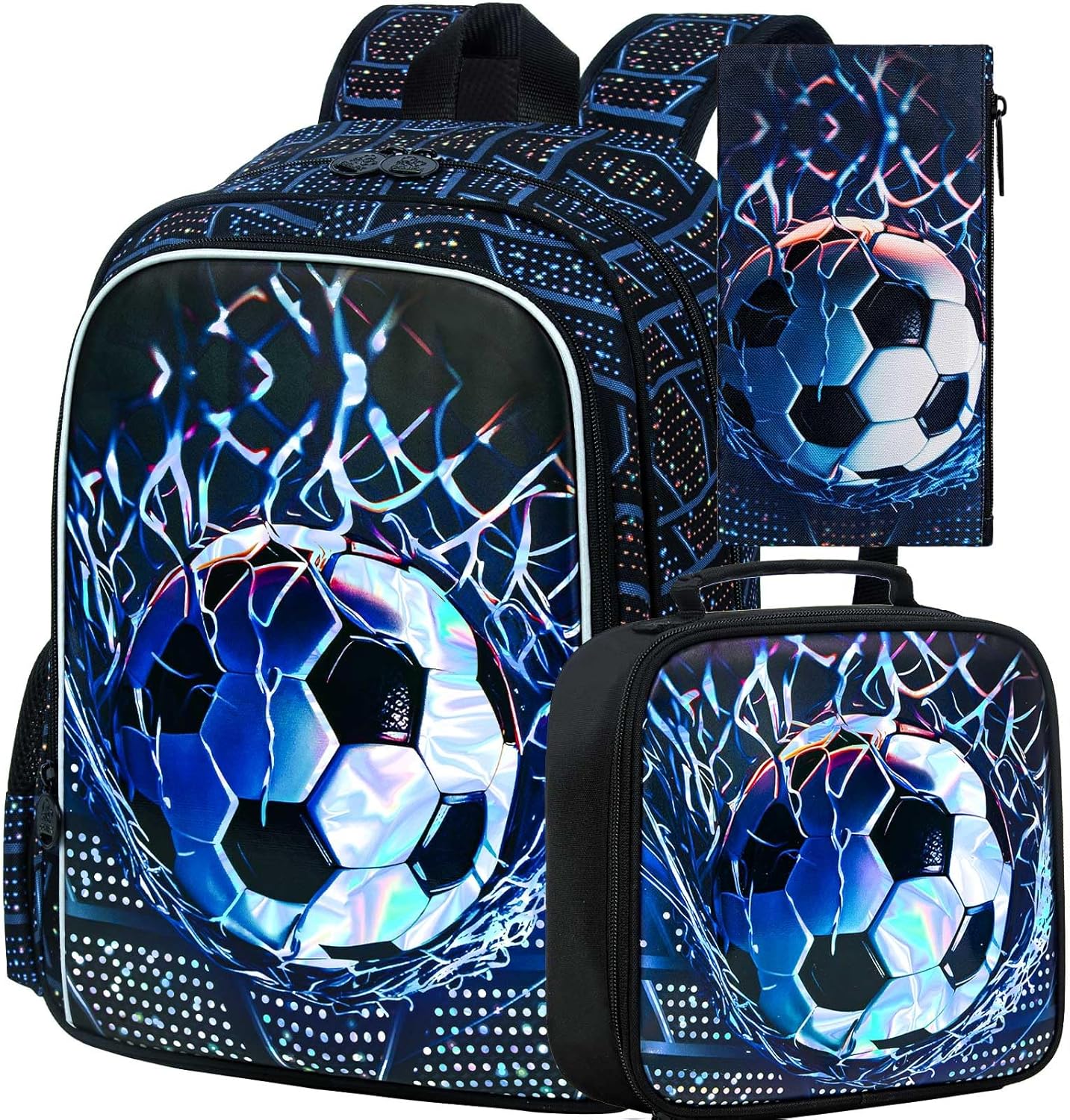 3pcs Backpack for Boys and Girls, 16” Kids Kindergarten Bookbag with Lunch Box, Cute Elementary Backpacks for Boy Girl