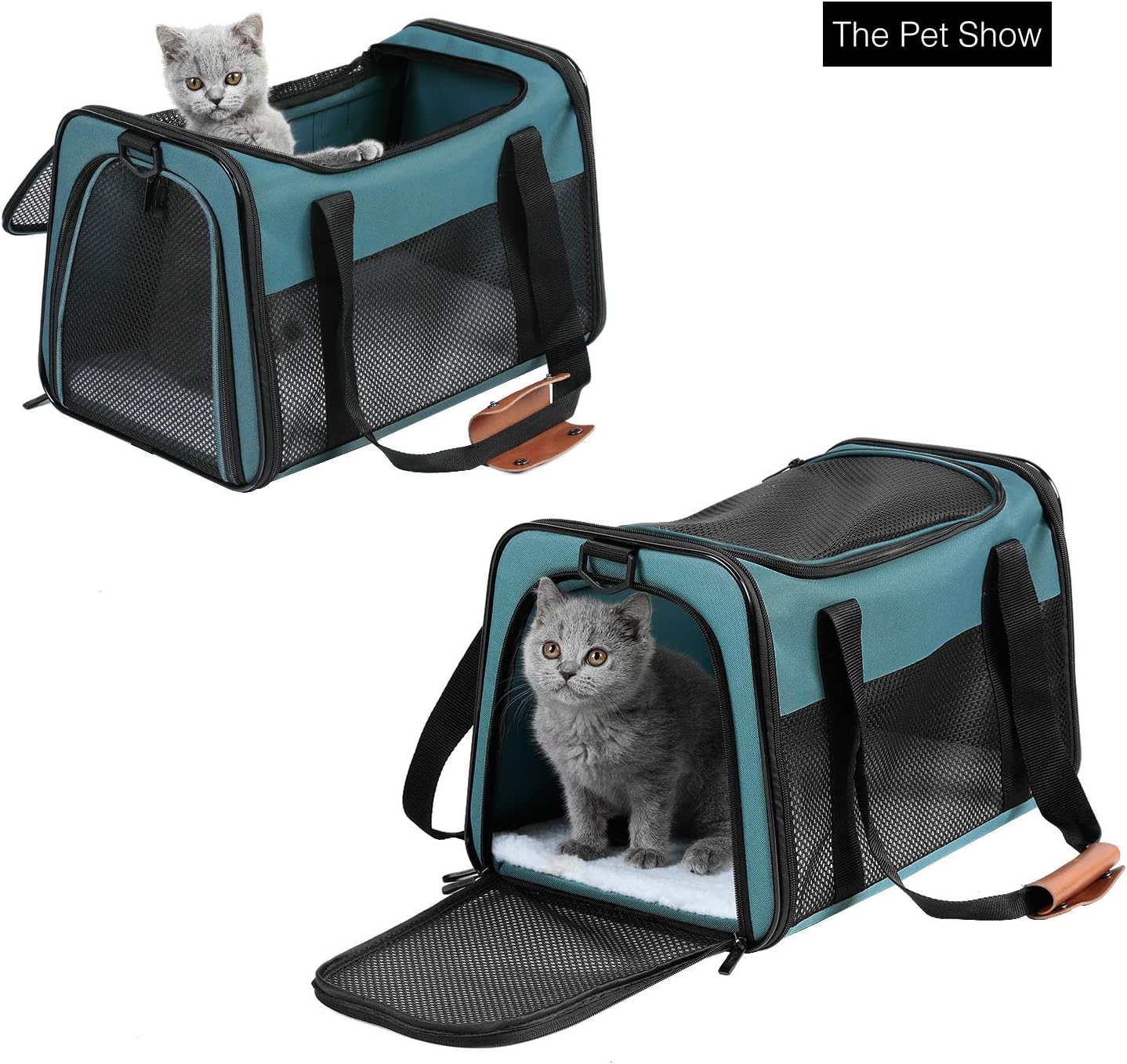 Akinerri Airline Approved Pet Carriers,Soft Sided Collapsible Pet Travel Carrier for Medium Puppy and Cats (Medium, Blue)