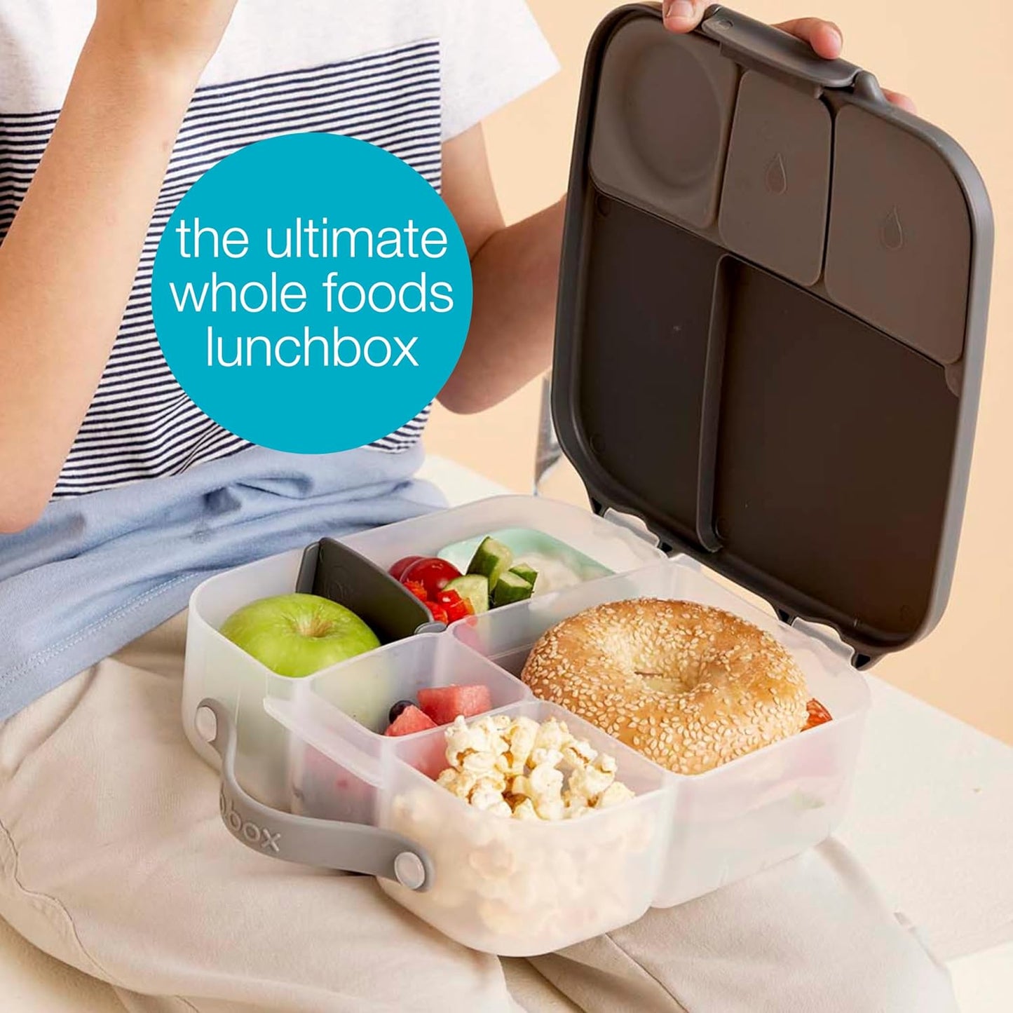 b.box 5-Compartment bento Style Lunch Box for Kids, Toddlers, Childrens, BPA-Free Food Storage Container with Cooler Pack, ON-The-GO Food Box with Handles Included Custom Divider, Lemon Twist