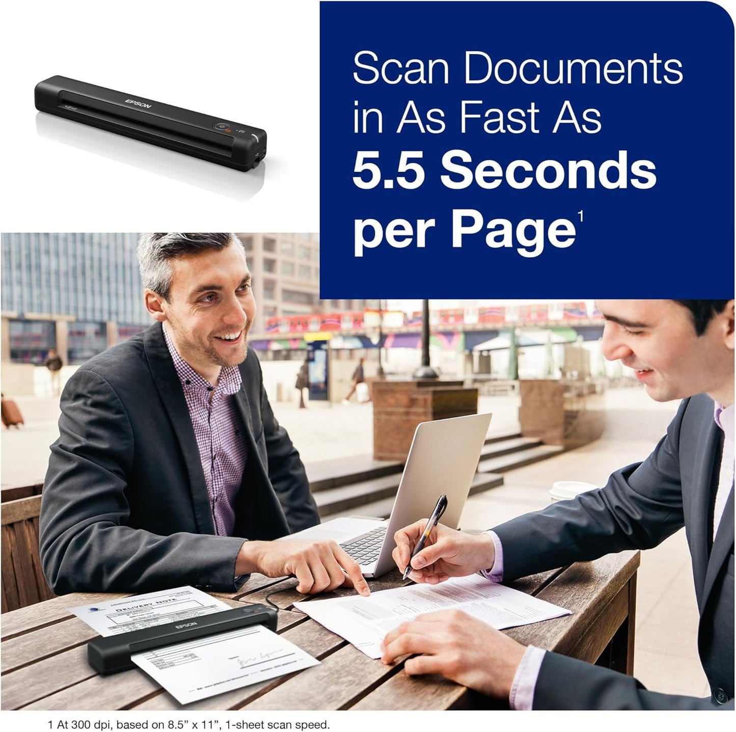 Epson WorkForce ES-50 Portable Sheet-fed Document Scanner for PC and Mac, Black