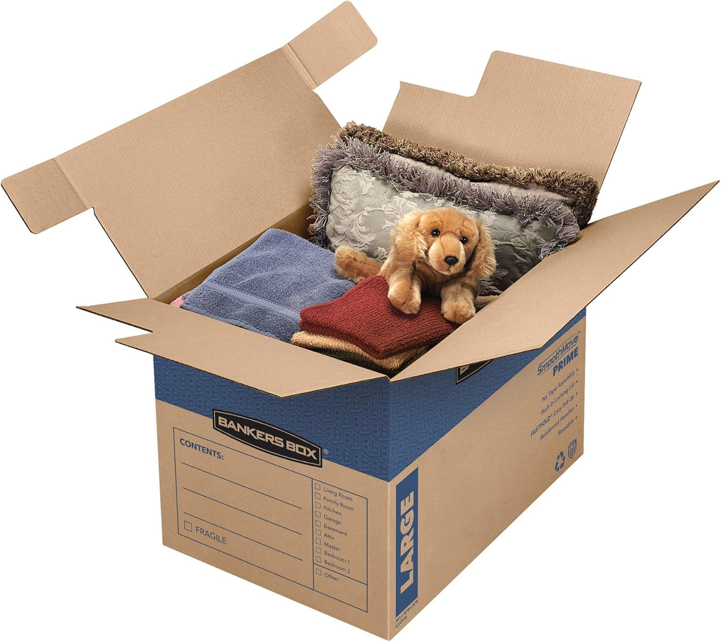 Bankers Box SmoothMove Classic Moving Kit Boxes, Tape-Free Assembly, Easy Carry Handles, 8 Small 4 Medium, 12 Pack(7716403)