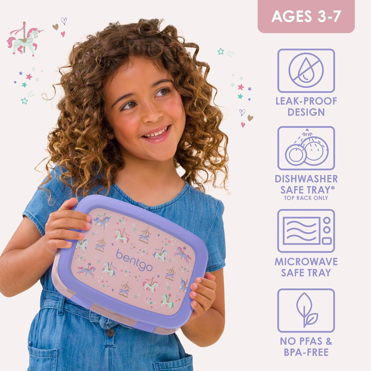 Bentgo Kids Prints Leak-Proof, 5-Compartment Bento-Style Kids Lunch Box - Ideal Portion Sizes for Ages 3 to 7 - BPA-Free, Dishwasher Safe, Food-Safe Materials - 2021 Collection (Llamas)