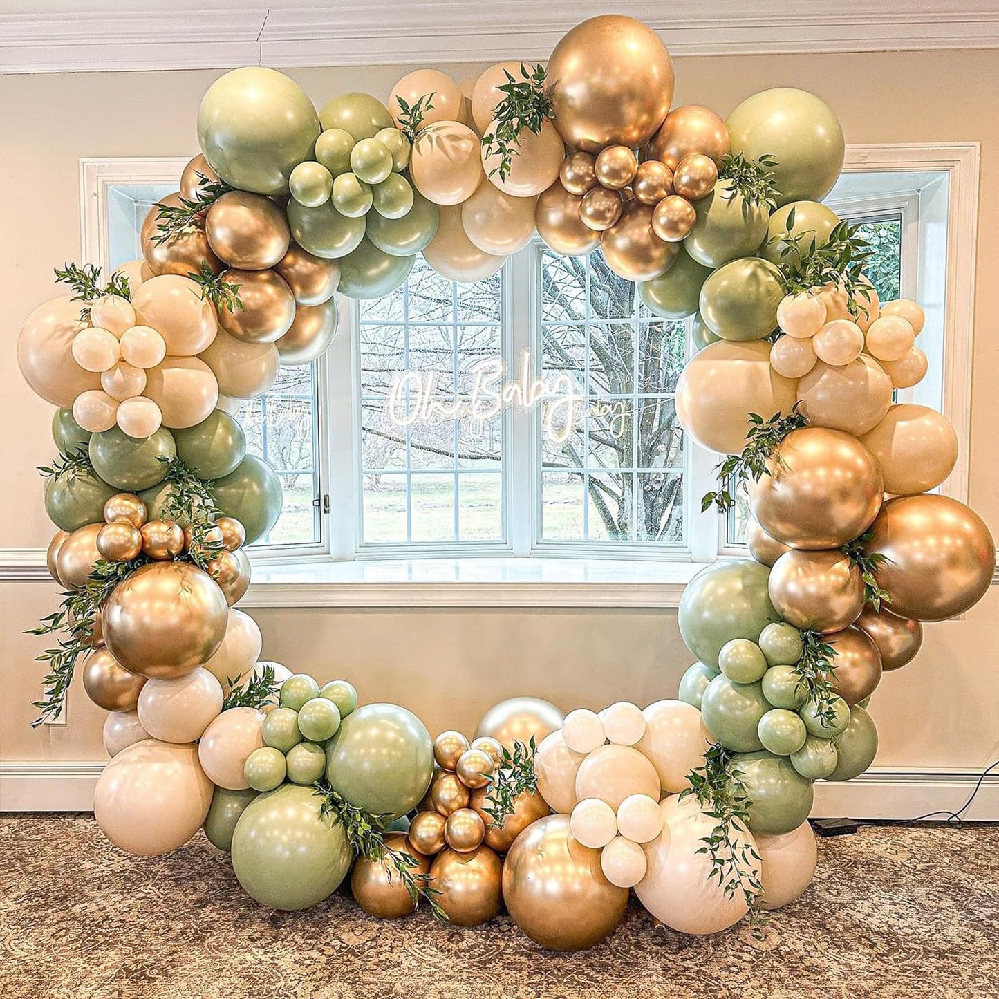 Gold Metallic Chrome Latex Balloon Arch Kit, 102PCS 18In 12In 10In 5In Arch Garland For Festival Picnic, Engagement, Wedding, Birthday Party, Gold Theme Anniversary Decoration With 33FT Ribbon