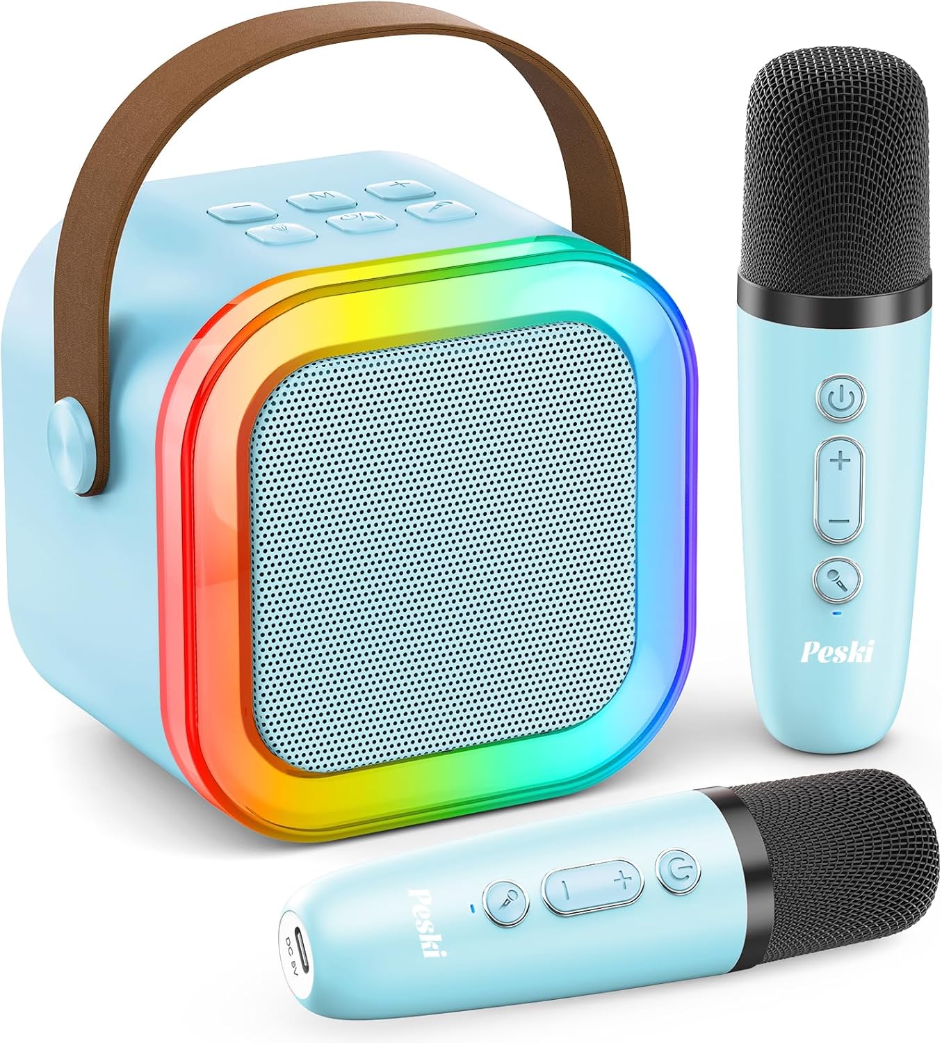 Karaoke Machine for Kids Adults, Portable Bluetooth Mini Karaoke Microphone Singing Speaker Karaoke Player with 2 Wireless Mic Toys for All Smartphones,Birthday, Family,Home Party (Purple)