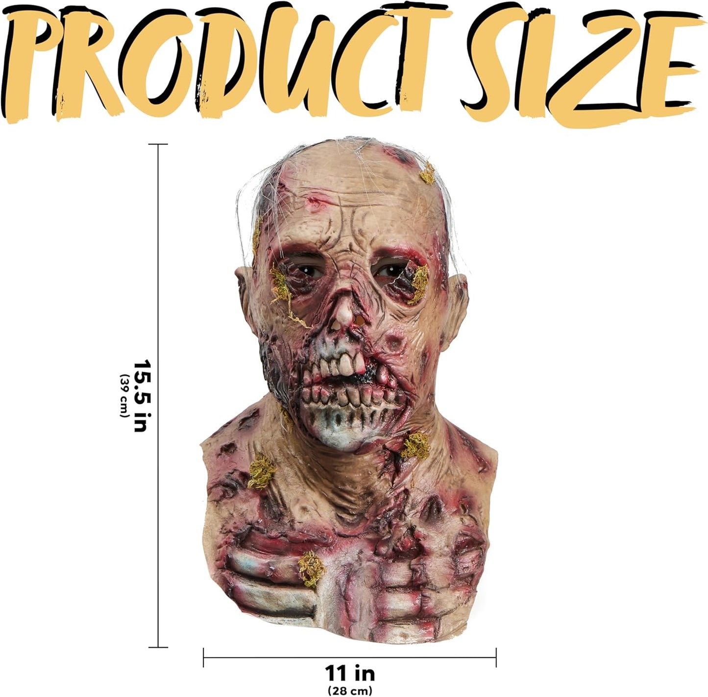 Spooktacular Creations Halloween Scary Zombie Head Mask, Horror Moss Biochemical Monster and Creepy Latex Zombie Mask for Adult Halloween Cosplay Costumes Accessory Party Dress Up