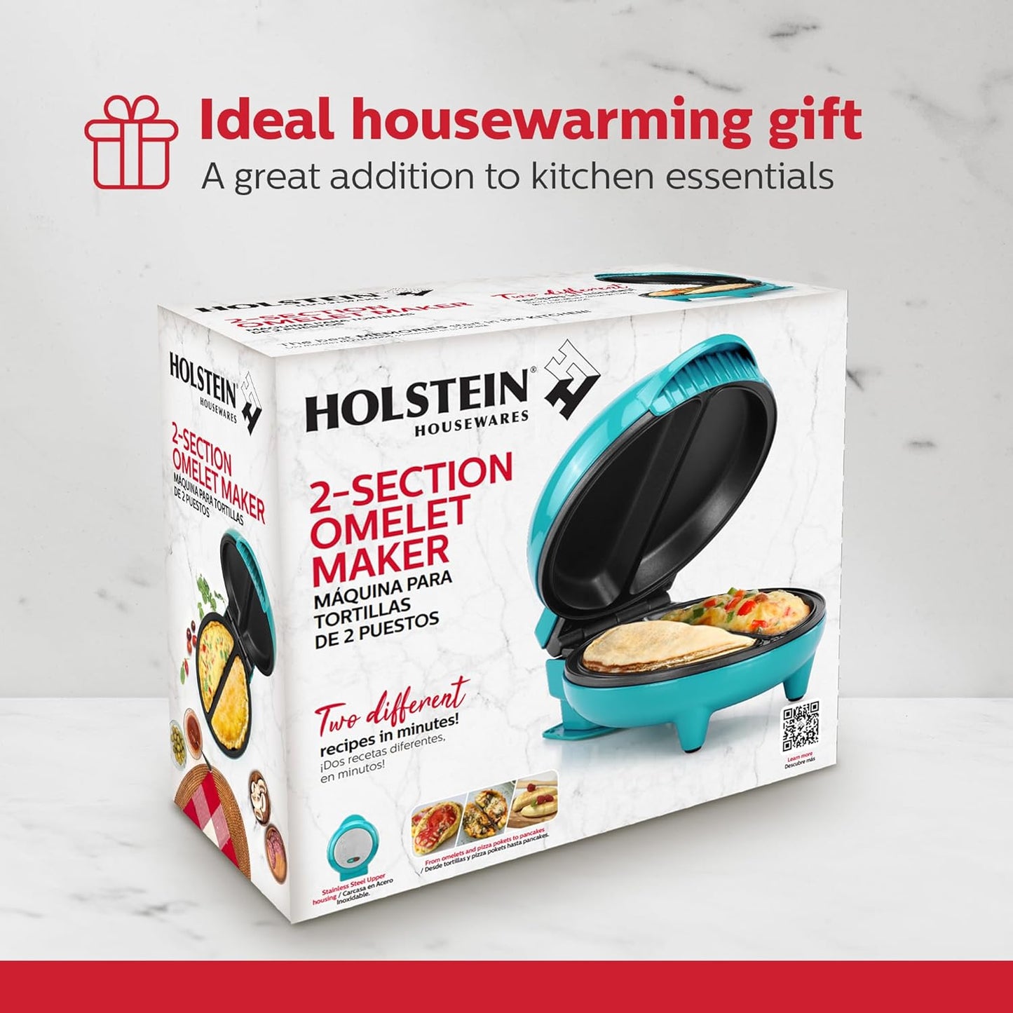 Holstein Housewares Non-Stick 6-Section Multi-Food Maker - Arepas, Mini Pancakes, Corncakes and More, 6-PC, Red/Black