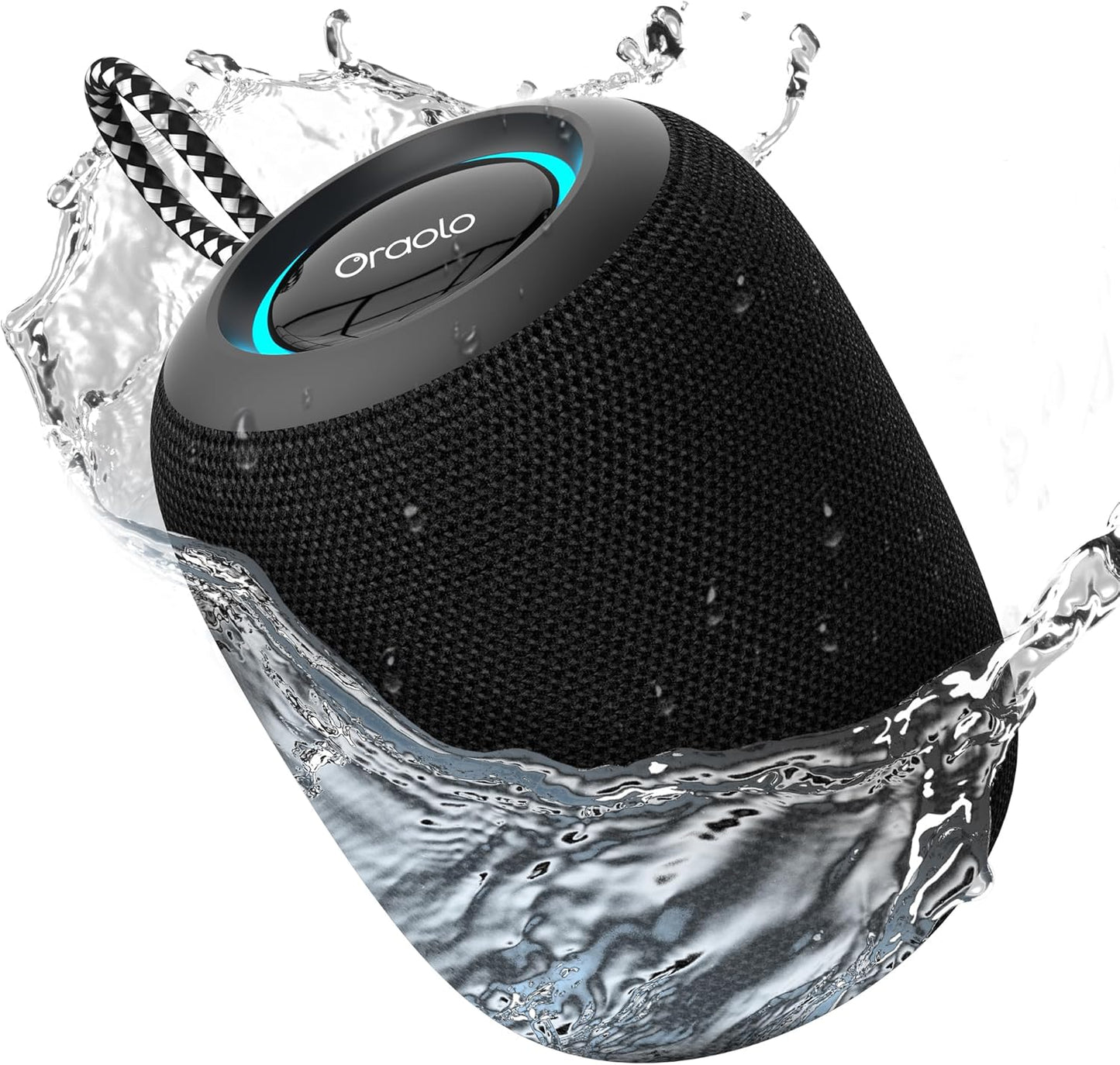 Oraolo Bluetooth Speaker, IPX7 Waterproof Portable Bluetooth Speaker with 16W Immersive Audio, 30H Playtime, LED Light, Bluetooth 5.3, Support TWS, Wireless Speakers for Outdoor Camping Home