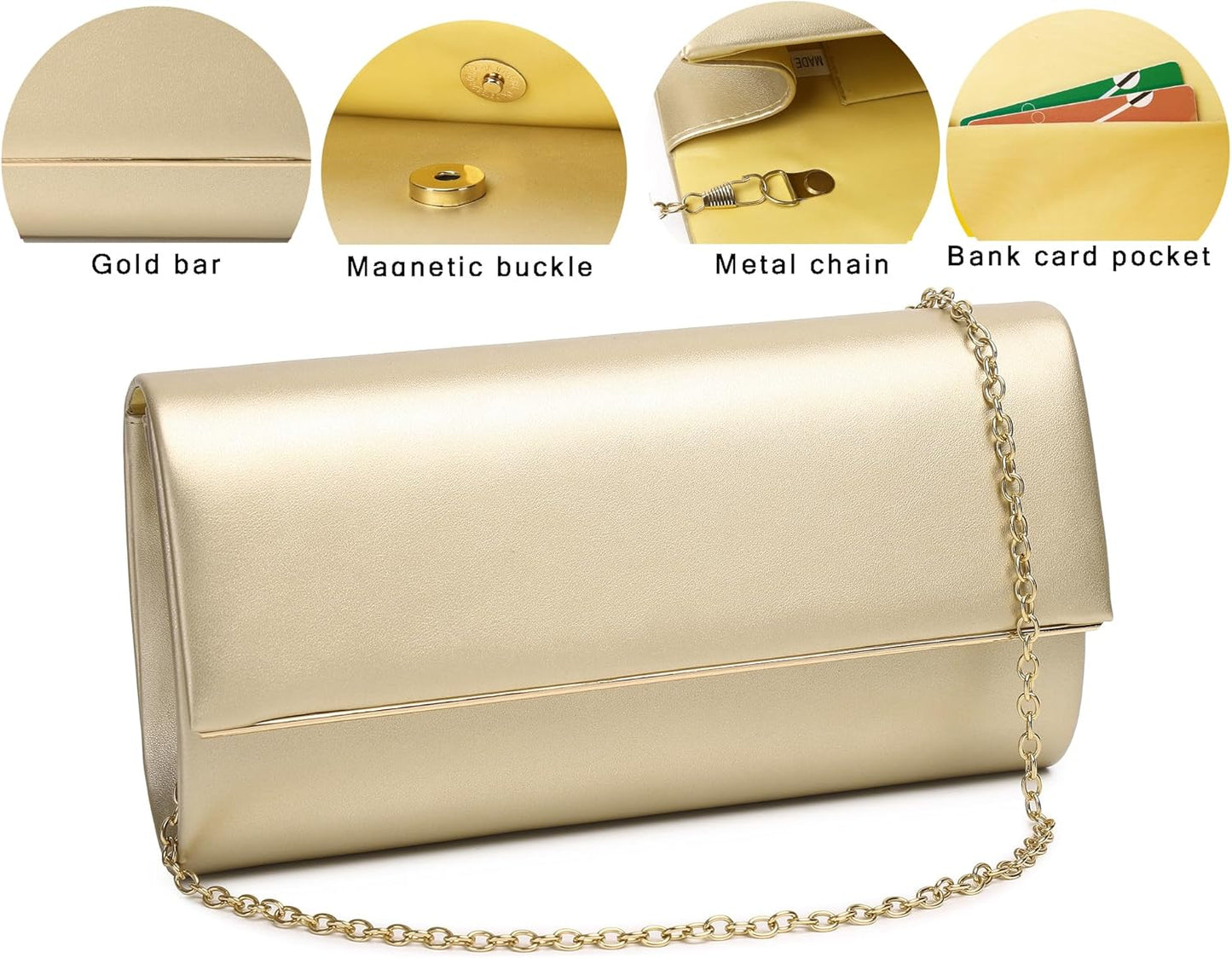 MUDUO Patent Leather Envelope Clutch Purse Shiny Candy Foldover Clutch Evening Bag for Women (7018-Silver)