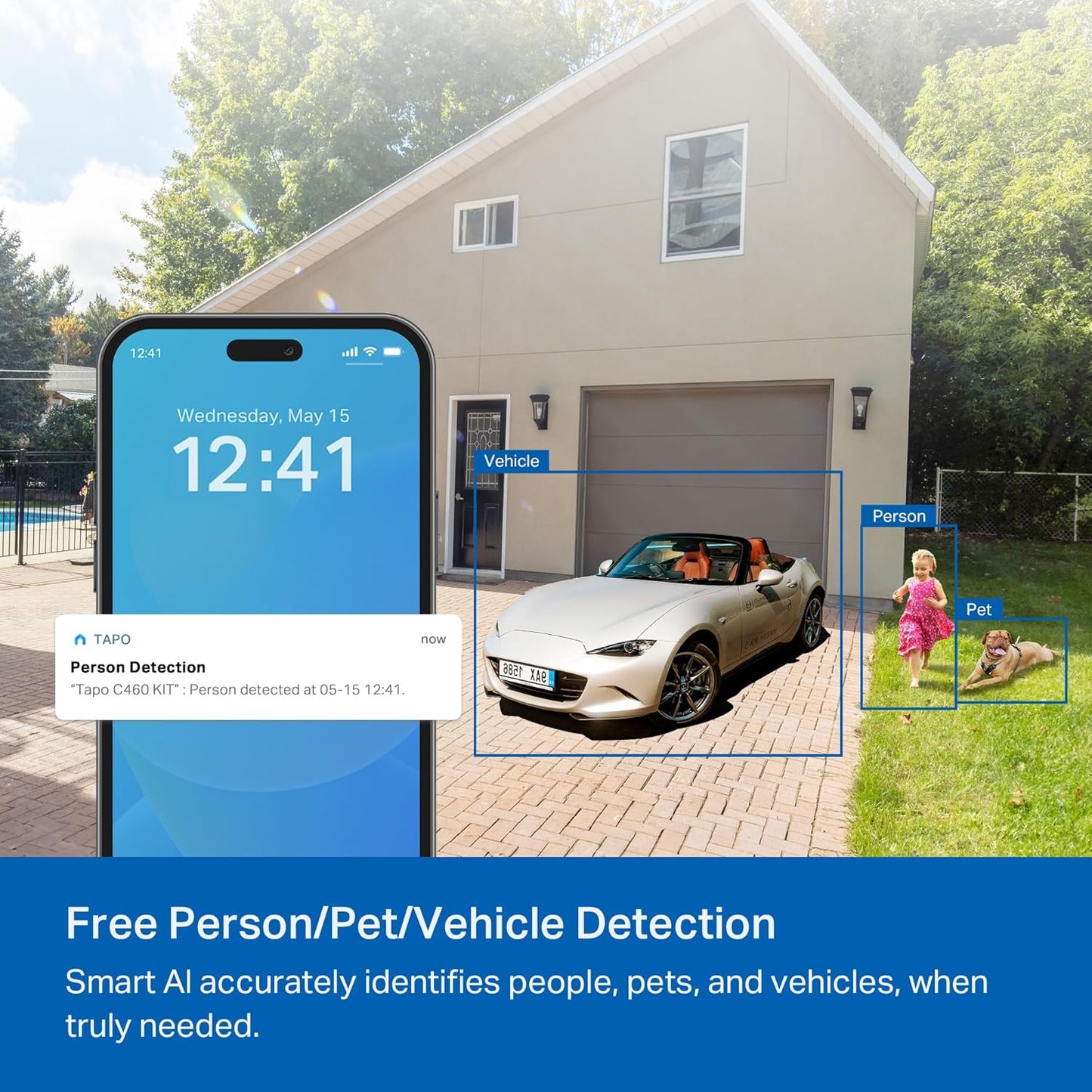 TP-Link Tapo SolarCam 2K, Outdoor Battery Camera w/Solar Panel Base, Wireless Camera, 2K QHD, 150° Super-Wide FOV, Free Person/Vehicle/Pet Detection, SD/Cloud Storage, Starlight Color Night Vision