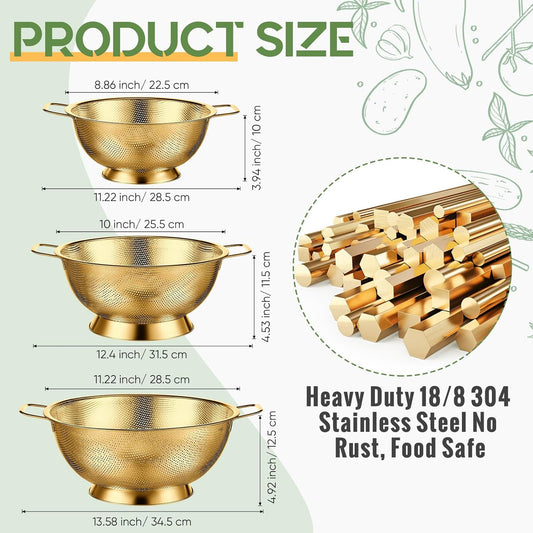 Purilite Select 3 Pcs Stainless Steel Colander Set