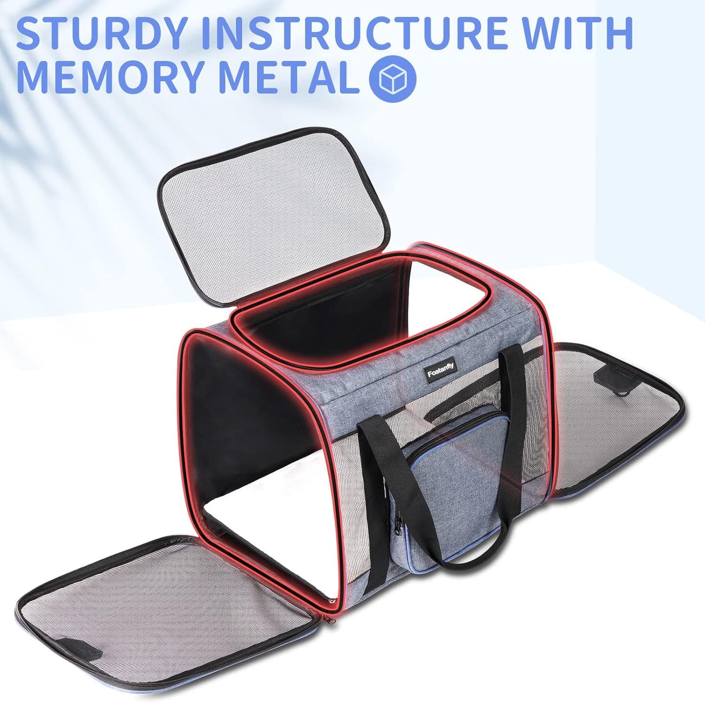 Fostanfly Cat Carriers for Large Cats 25 lbs, Dog Carriers for Small Dogs, Pet Bag for Medium Puppy Under 25lbs Travel Bag with Big Pocket,4 Ventilated Windows, 3 Doors