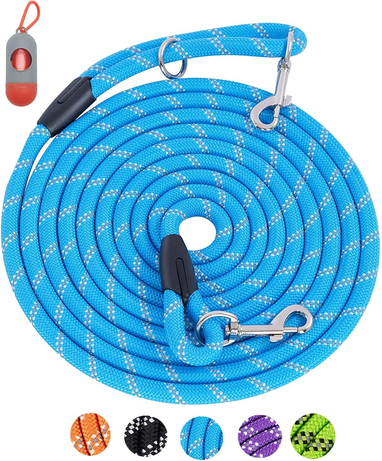 Long Rope Leash for Dog Training 10FT 16FT 30FT 50FT 100FT, Reflective Threads Check Cord Dog Leash Tie-Out Cable, Heavy Duty Dog Lead for Large Medium Small Dogs Outside Walking, Playing, Camping, or Yard