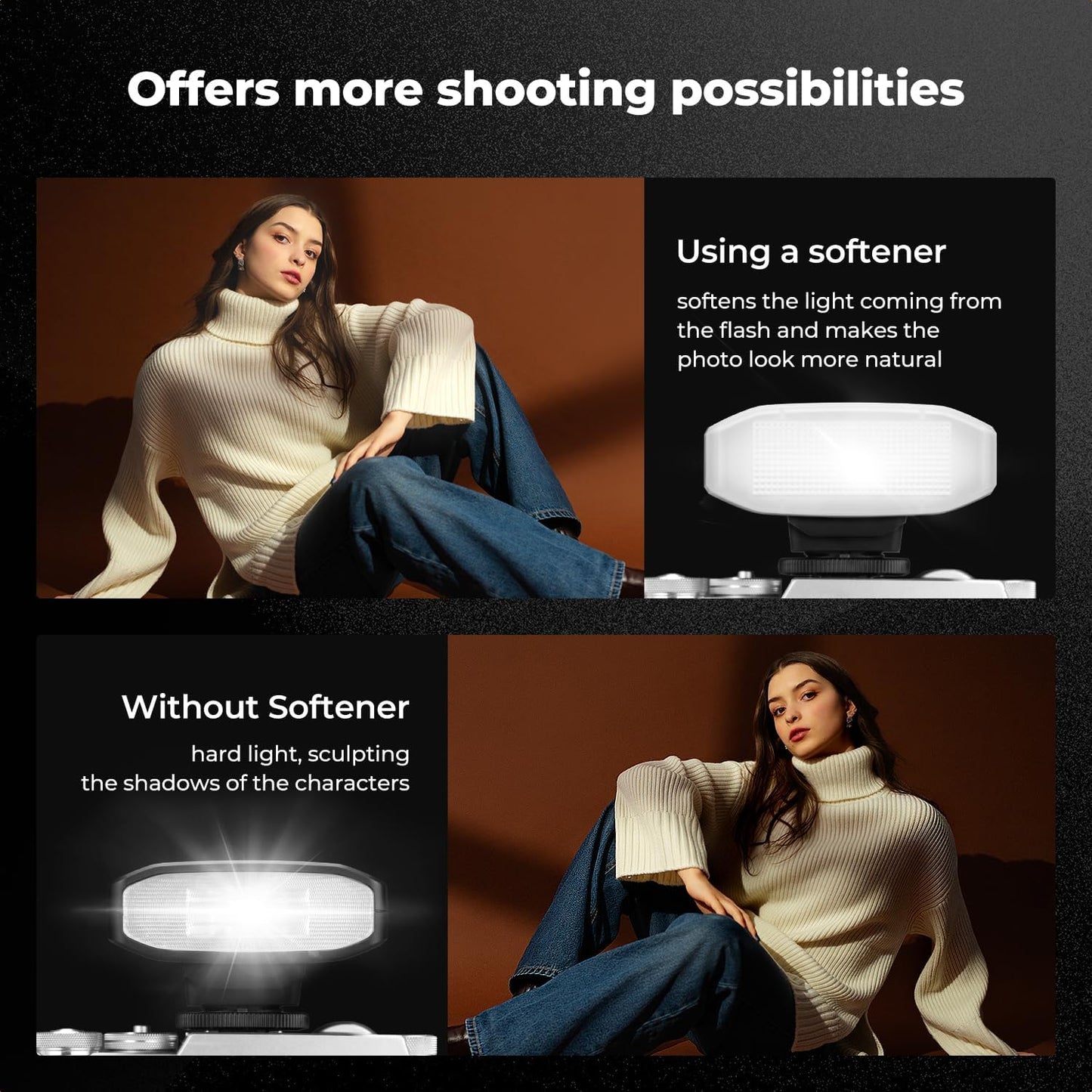 K&F Concept Camera Flash Light, Camera Speedlite GN12/5600K, Built-in 2000mAh Battery for Canon/Fujifilm/Sony/Nikon/Olympus and Other DSLR Digital Cameras, Speedlight with Single Contact Hot Shoe
