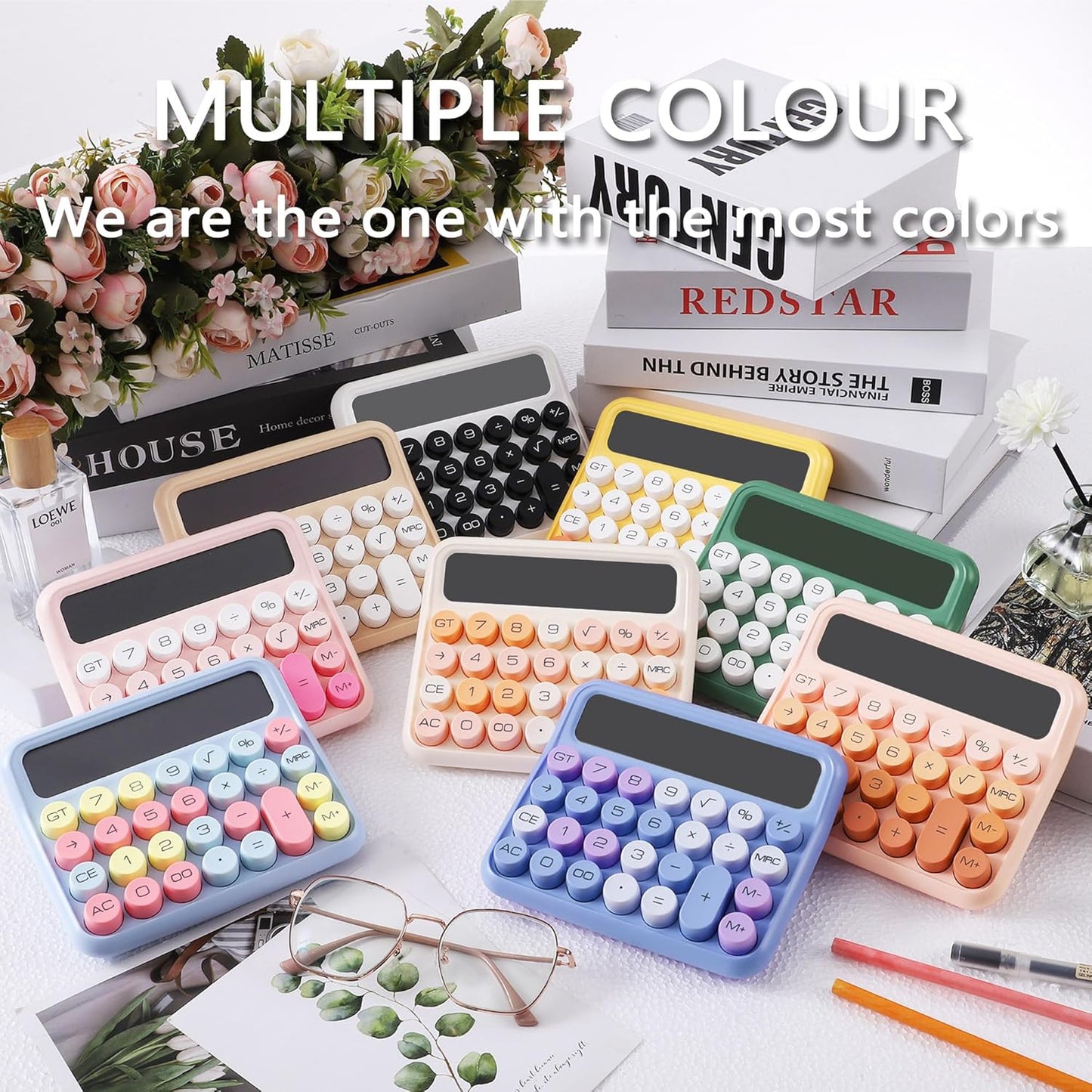 VEWINGL Mechanical Switch Calculator, 12 Digit Large LCD Display and Buttons, Great for Everyday Life and Basic Office Work, with Battery