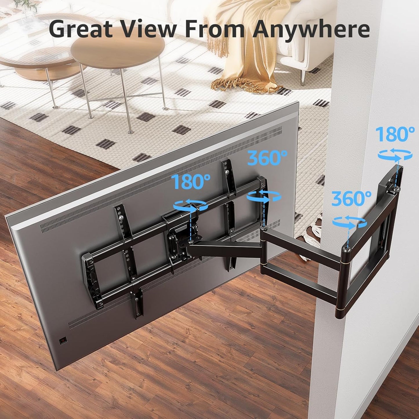 MOUNTUP 37.9" Long Arm TV Wall Mount for Most 42-75 Inch TVs, Full Motion Corner Wall Mount TV Bracket with Extension & Tilt & Swivel Articulating Arm, Max VESA 600x400mm and Up to 99 lbs, MU0047-L