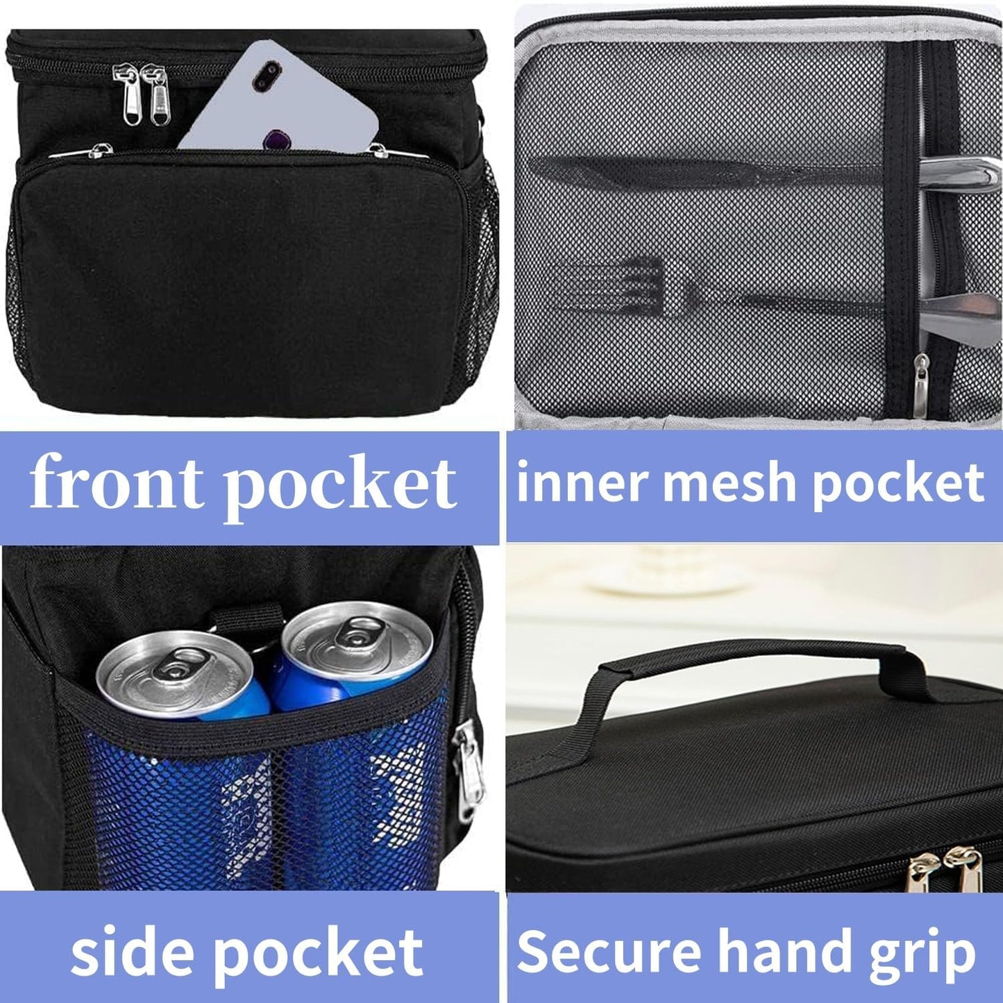 Insulated Lunch Bag for Women/Men Reusable Lunch Box Tote Bag, Large Thermal Cooler Bag with Adjustable Shoulder Strap for Kids and Adult,for Work/School/Outdoor Activity