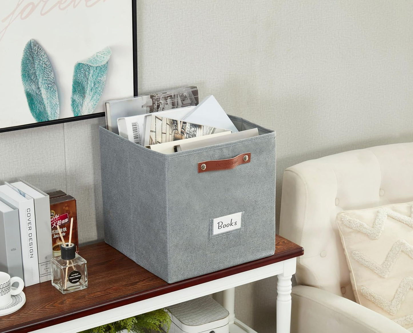 DECOMOMO Cube Storage Bin, Storage Cubes with Labels, Baskets for Shelves Kallax Linen Closet Organizers (Cube 10.5x11"/ 6pcs, Black)