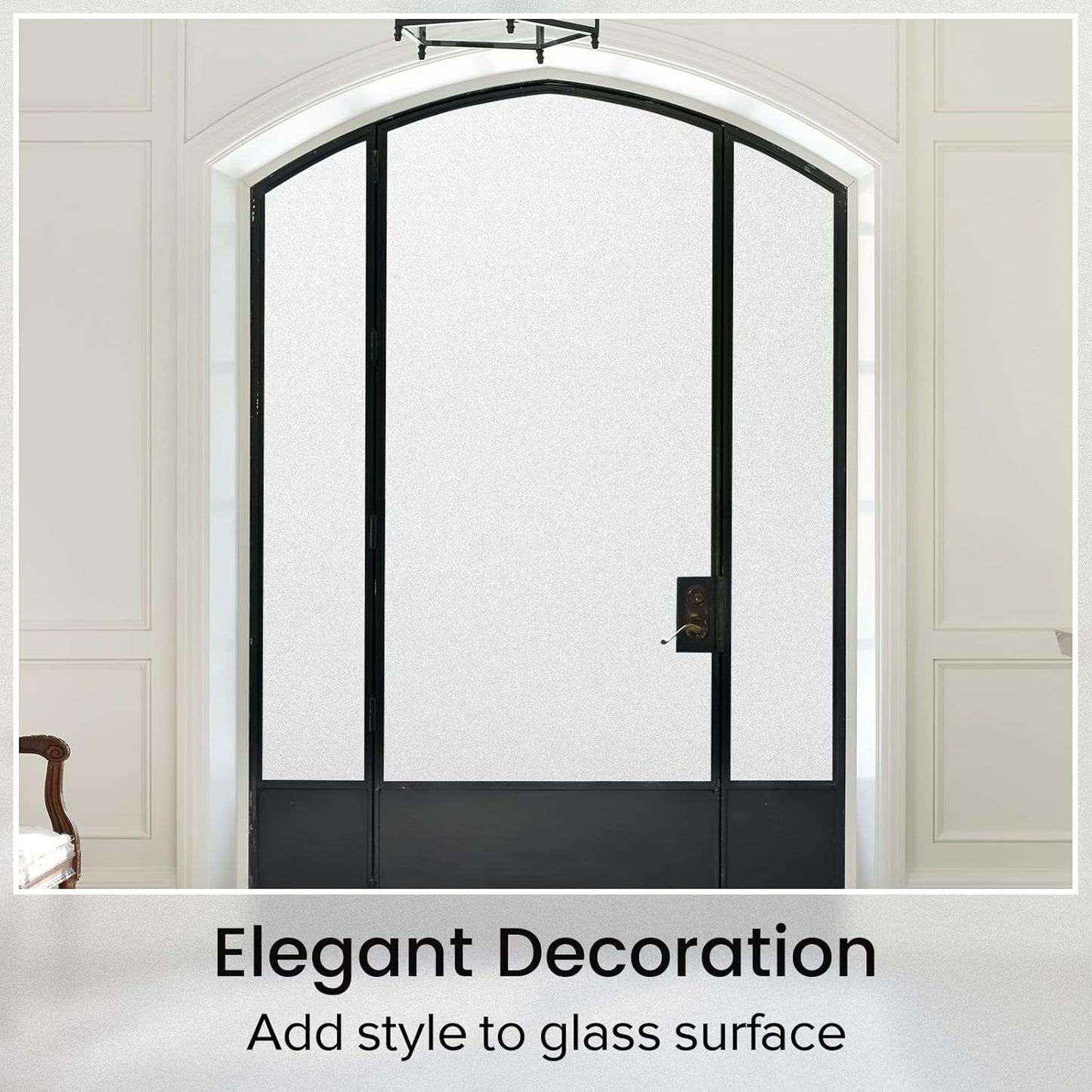 rabbitgoo Window Films for Privacy, Static Cling Frosted Glass Sticker, Non-Adhesive Privacy Film Sun Blocking Window Covering Frosting Vinyl Bathroom Sliding Glass Door, 44.5 x 200cm, Pure Frosted