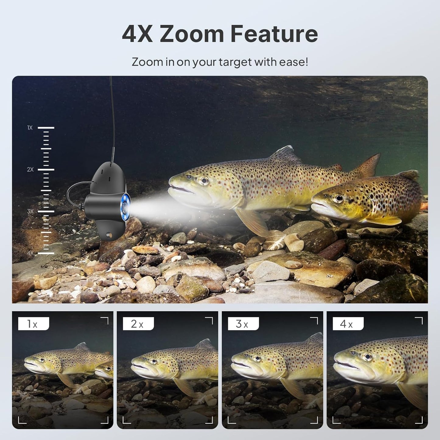 Eyoyo Underwater Fishing Camera,720P HD 4.3'' Portable Fish Finder with 3-Grade IR Lighting, Plug and Play Ice Fishing Fish Finder for Boat Lake Kayak Ice