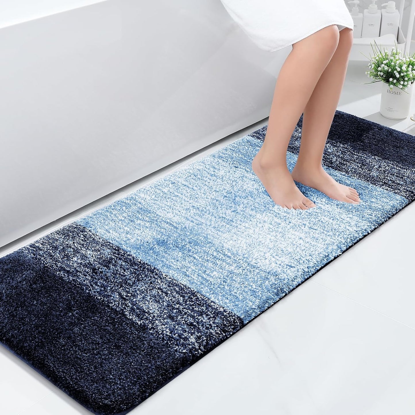 OLANLY Luxury Microfiber Bath Mat, Extra Soft and Absorbent Bathroom Mat, Non-Slip Plush Shaggy Bathroom Rug, Machine Wash Dry, Bath Rugs for Bathroom Floor, Tub and Shower, 16x24, Grey