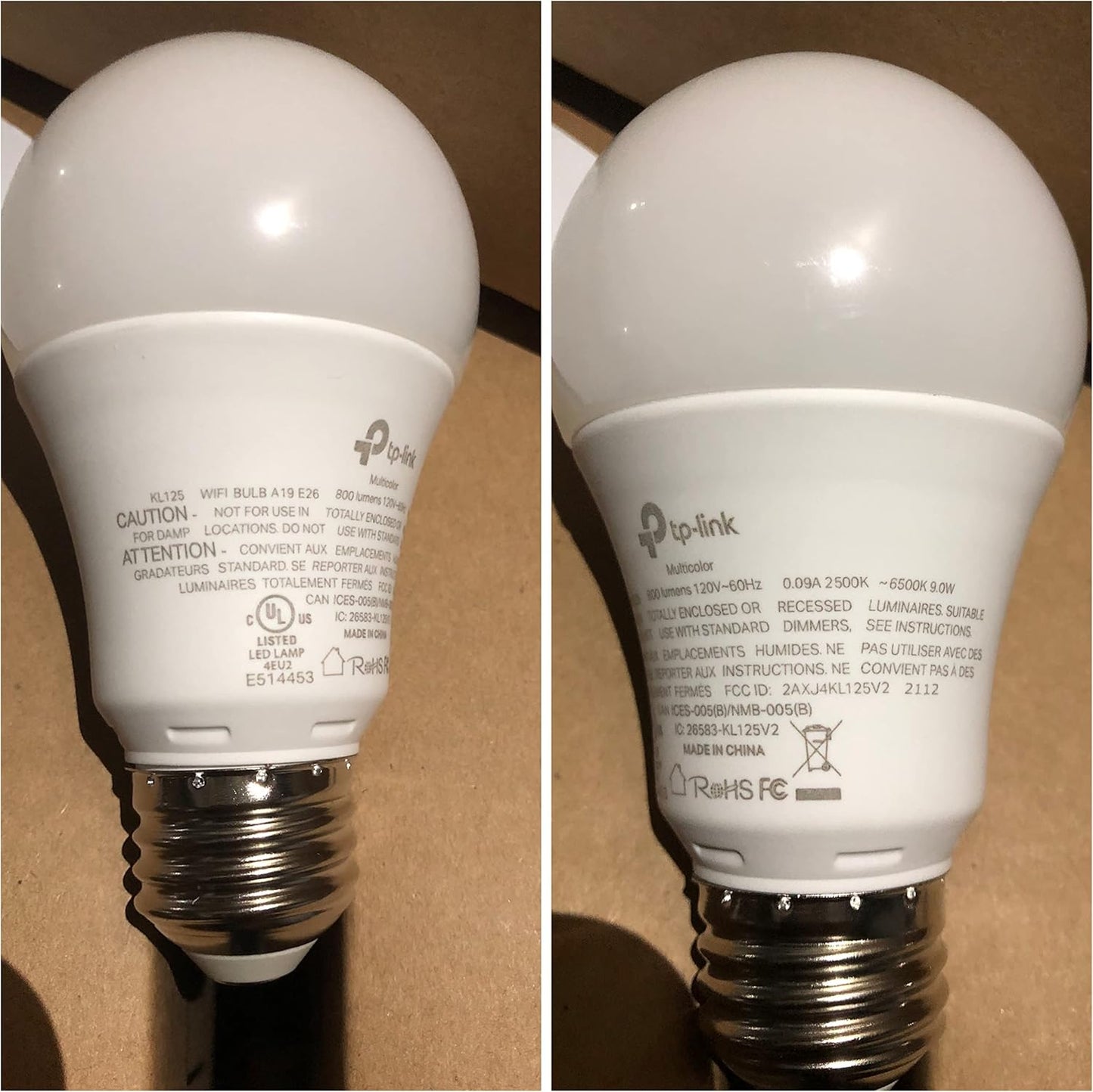 Kasa Smart Light Bulbs, Full Colour Changing Dimmable Smart WiFi Bulbs Compatible with Alexa and Google Home, A19, 9W 800 Lumens,2.4Ghz only, No Hub Required, 2-Pack (KL125P2), Multicolour