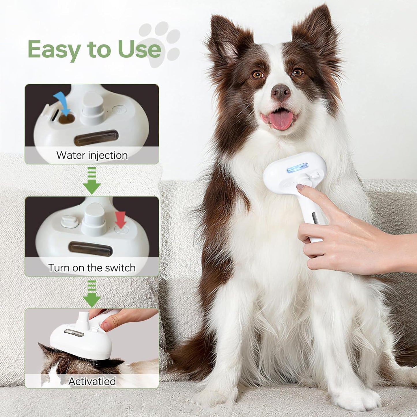 Caseeto Cat Brush for Shedding, 3 In 1 Cat Steam Brush Pet Brush for Shedding Pet Hair Cleaning Brush Comb Steamy Cat Brush Easily Removes Mats, Tangles, and Loose Fur