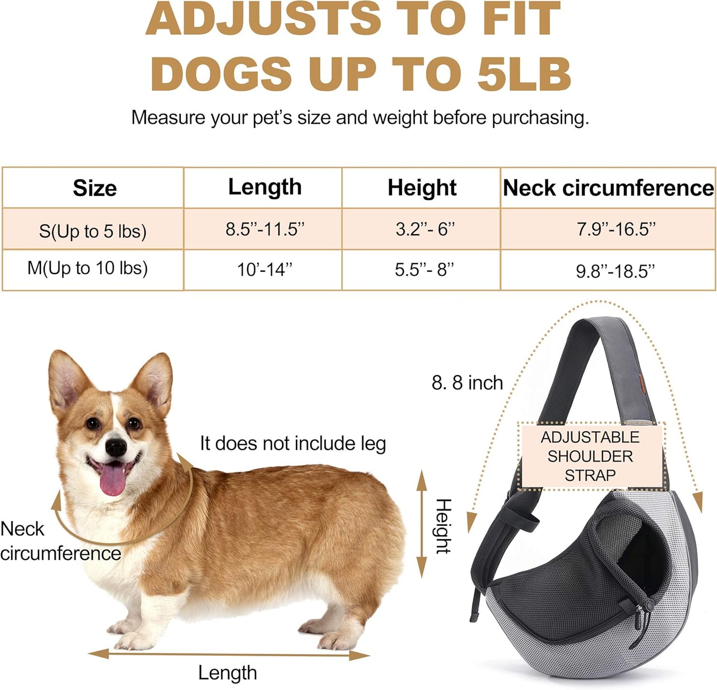 FDJASGY Pet Sling Carrier for Small Dogs Cats,Breathable Mesh Travelling Hand Free Puppy Backpack with Pouch and Adjustable Strap Carrier Grey