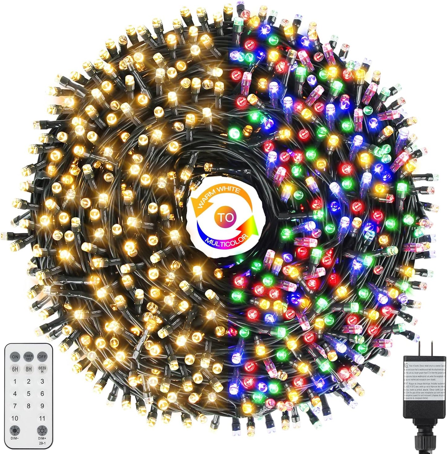 Tcamp 105FT 300 LED Purple Orange Halloween Decorations Lights Motion Activated Sync with 4 Scary Music, 6 Modes Halloween String Lights for Party Yard Outdoor Indoor Decor (3 Sets Connectable)