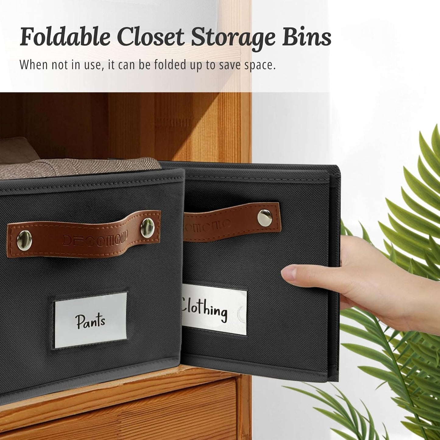 DECOMOMO Cube Storage Bin, Storage Cubes with Labels, Baskets for Shelves Kallax Linen Closet Organizers (Cube 10.5x11"/ 6pcs, Black)