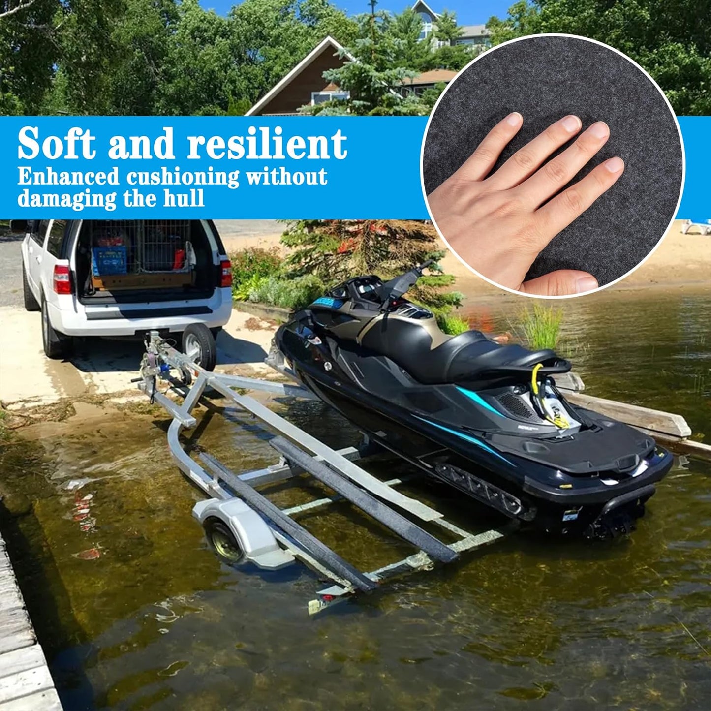 12inch x 20ft Boat Trailer Bunk Carpet - Marine Trailer Bunk Carpet - Trailer Boat Bunk Padding for Outdoor Boat Trailer Jet Ski Ramp Garage Dock