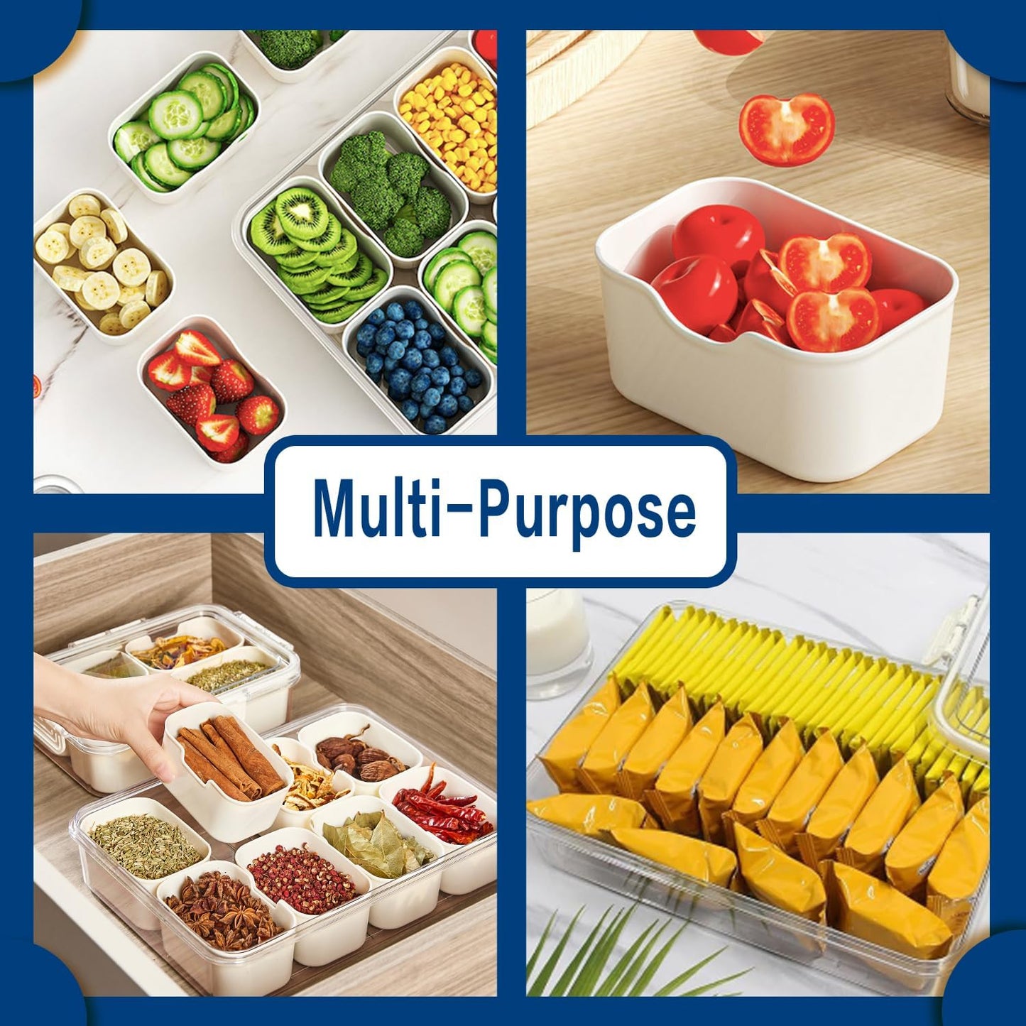 Pure Future Snackle Box Container with Handle - 8 Compartment Divided Serving Tray with Lid - Crystal Clear Charcuterie Box for Travel, Parties, Movie Nights & Daily Snacks (Hand Wash Only)