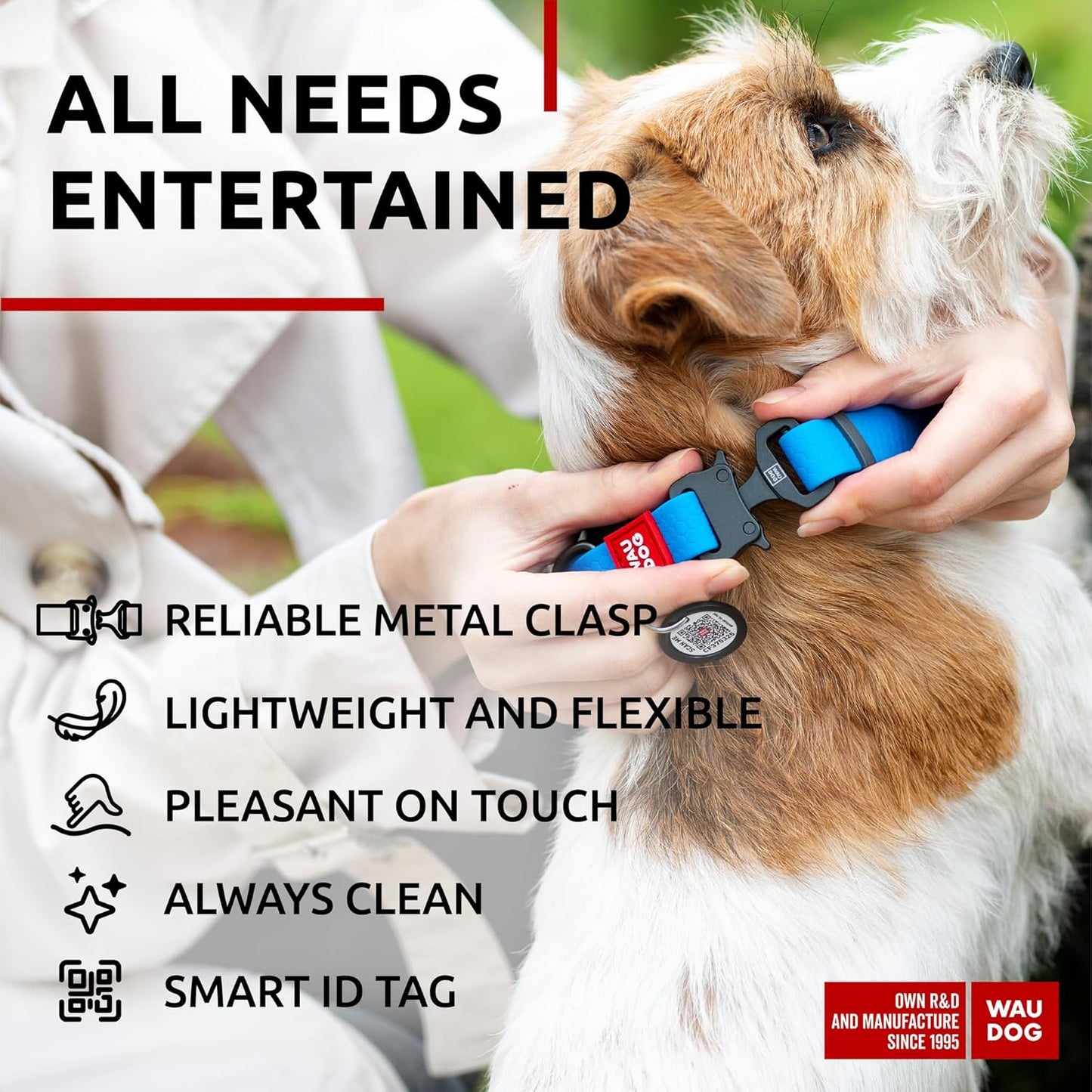 Waterproof Dog Collar - Adjustable Glow Dog Collar for Large Dogs, Small and Medium Dogs - Heavy Duty Dog Collars with Durable Metal Clasp and QR Dog Tag - Glow in The Dark Dog Collars