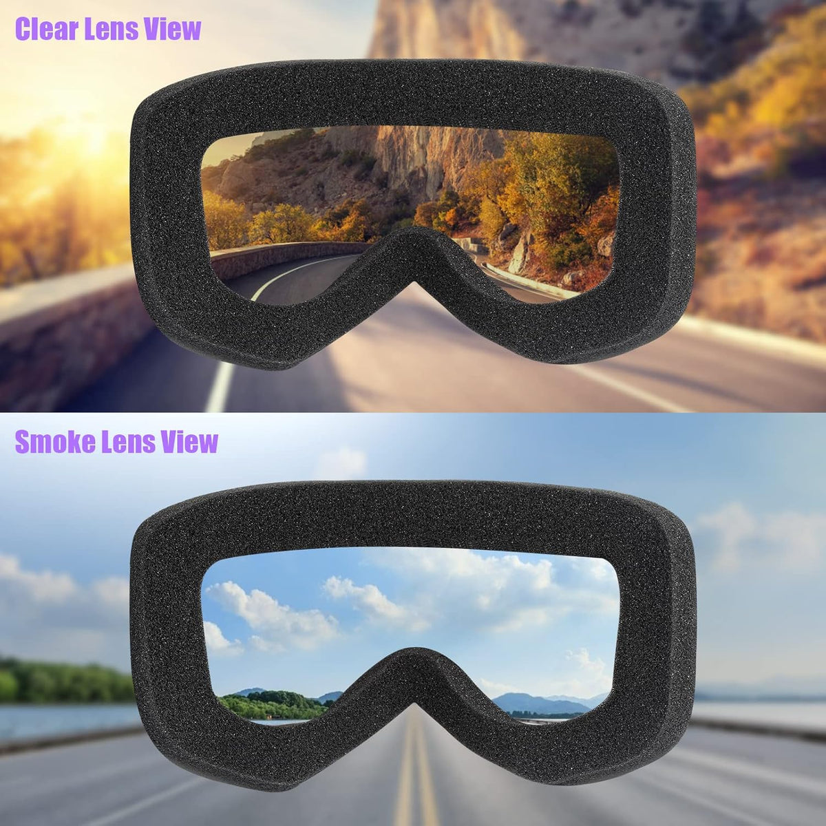 surpassme 2 Dirt Bike Goggles, UV Protection Motocross/MX Goggles Compatible Helmet, Motorcycle Ridding Goggles Fit Glasses for Men/Women - PuriLite