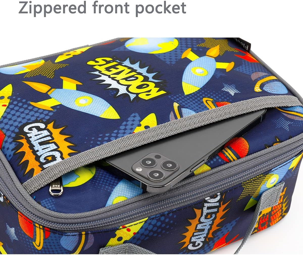 FlowFly Kids Lunch Box Insulated Soft Bag Mini Cooler Back to School Thermal Meal Tote Kit for Girls, Boys, Black