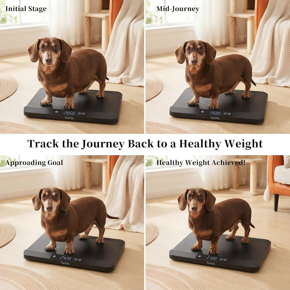 YAUYIK Digital Pet Scale, Baby Scale with Non-Slip Mat, Up to 88lb, Black