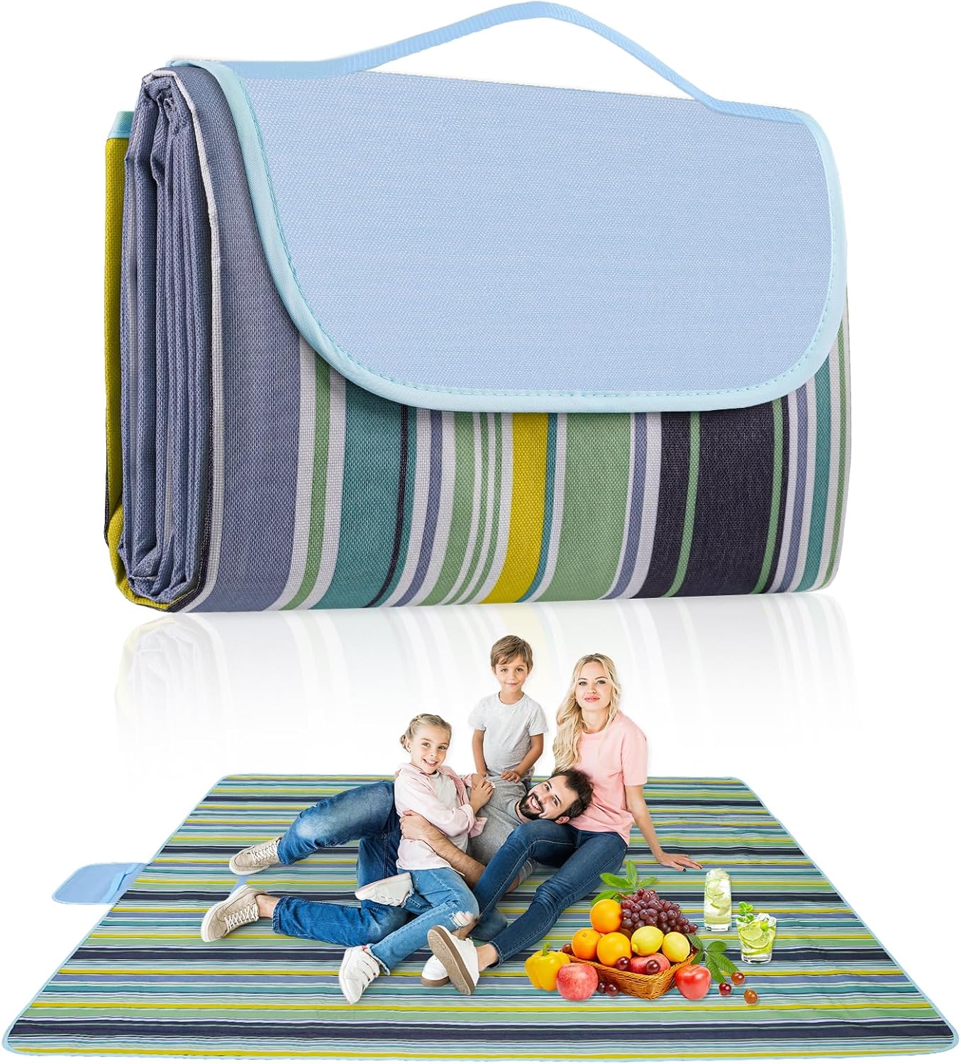 Habaylin Picnic Blanket Large, 79"X79" Waterproof Extra Large Beach Blanket, Foldable Picnic Blanket for Hiking, Party, Camping on Grass Sandproof Handy Picnic Mat