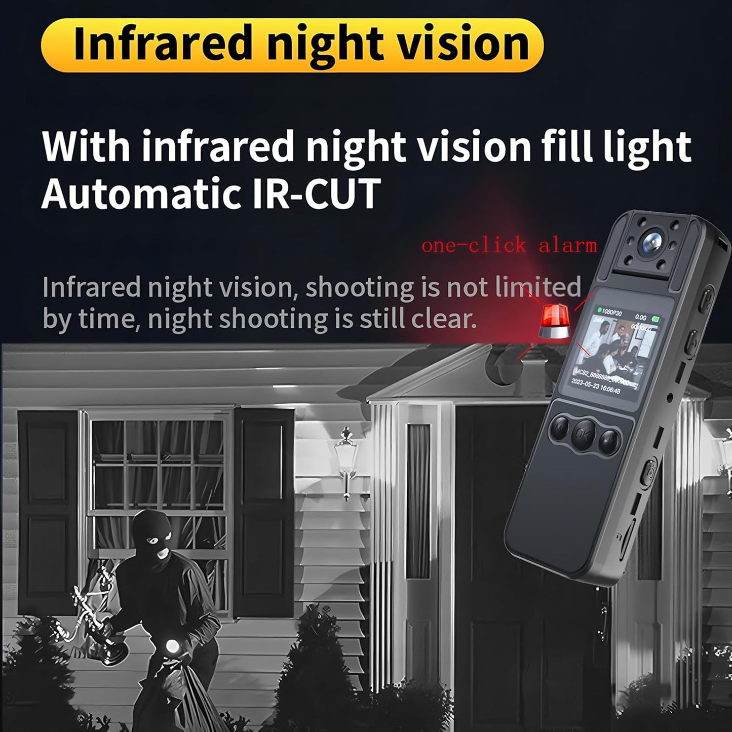 1080P Body Cameras with Audio and Video Recording| 180° Rotating Lens | 6-8HR Battery | Night Vision | 64GB SD Card | 1.3" LCD | Portable Security Cam for Police, Law Enforcement, Outdoors & Meetings