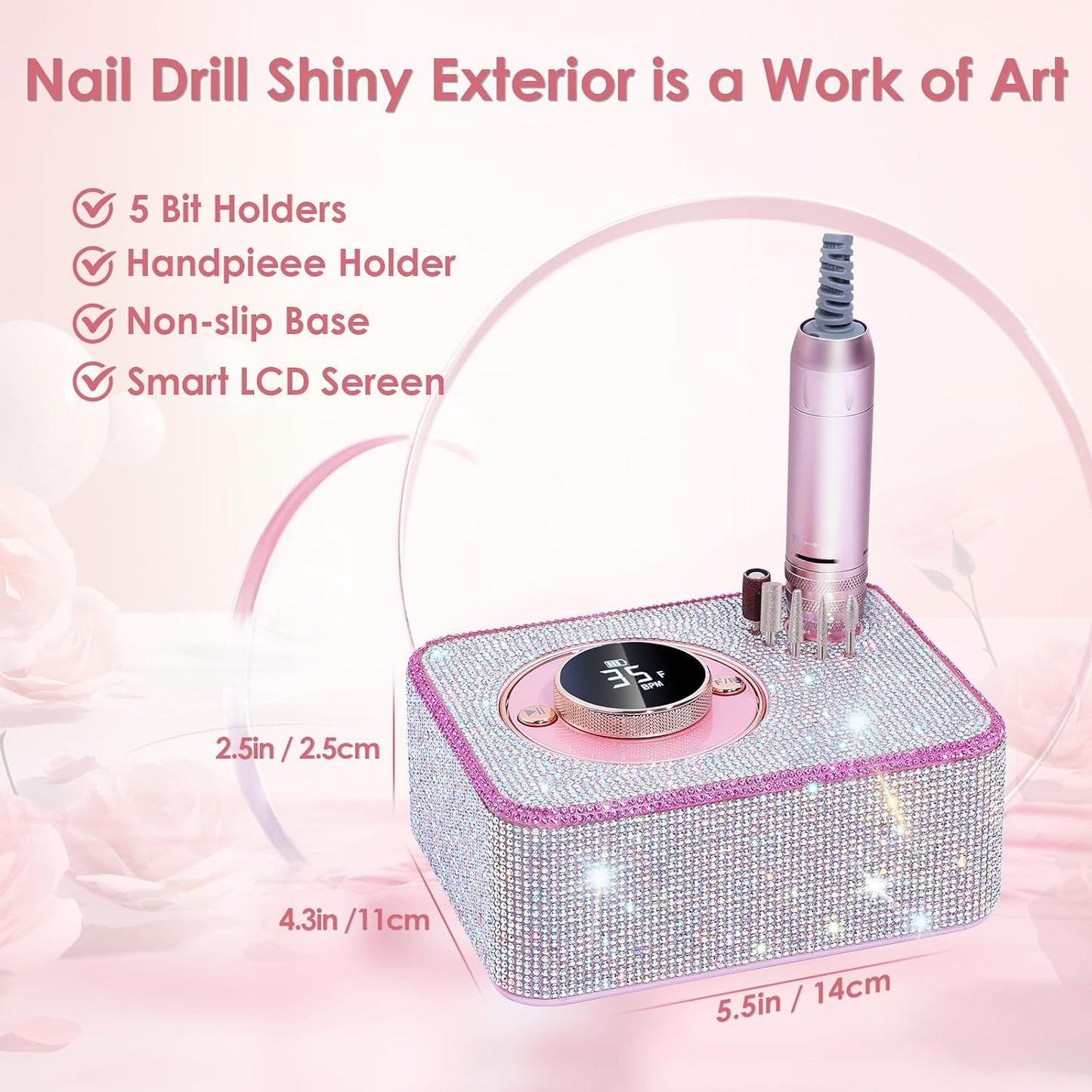 ANBEISTEE Electric Nail Cutter with 35000 RPM, Rechargeable Cutter Nails, Professional Nail File, Portable Nail Drill Set, Suitable for Nail Art and Pedicure, Salons and Family