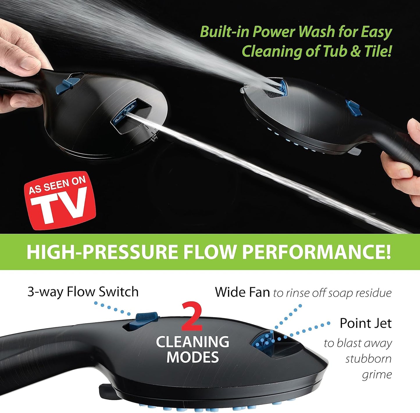 Purilite Select 8-Setting Handheld Shower Head – High Pressure, Self-Cleaning, Total Shower Hygiene System