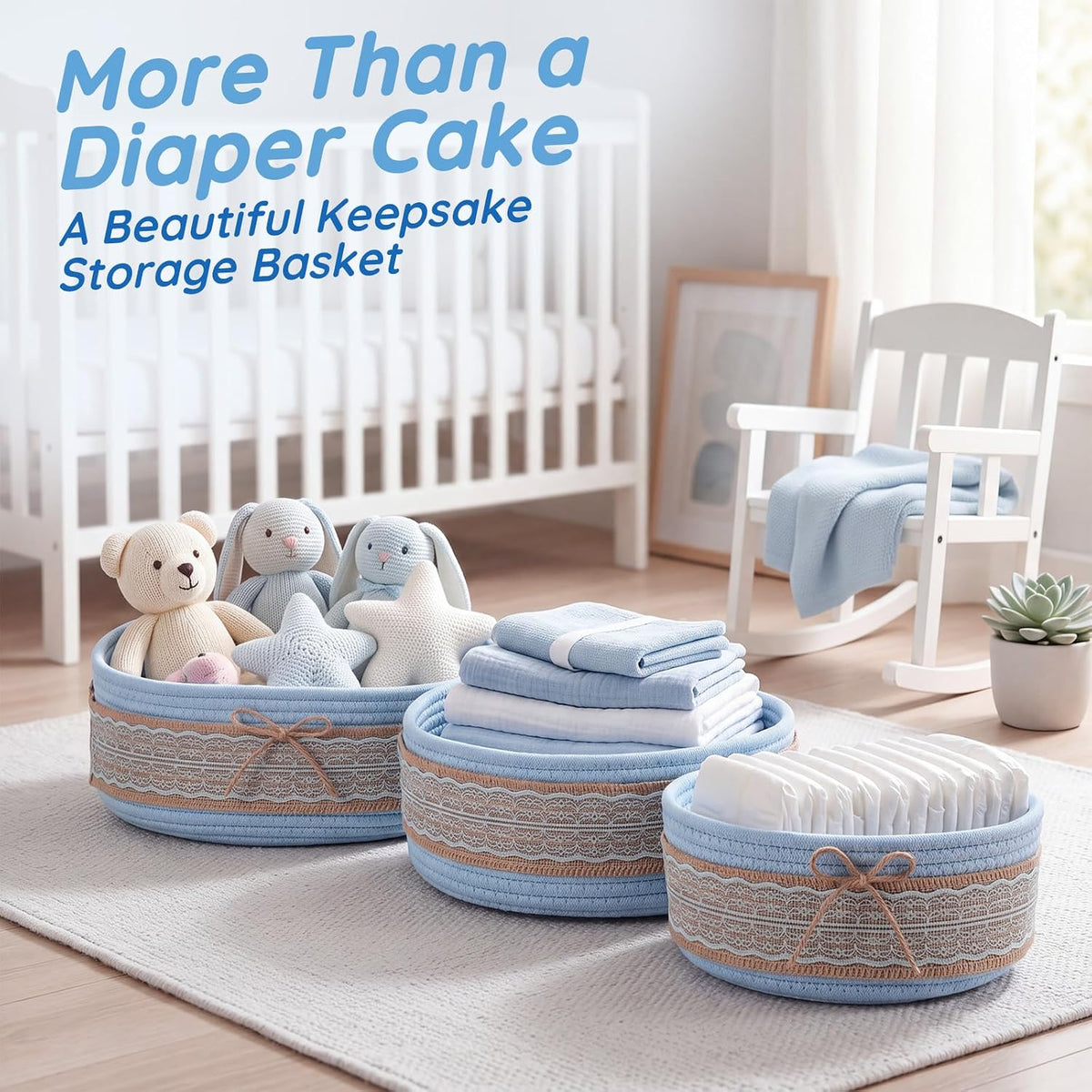 Sosation Baby Shower Empty Gift Basket Set Kit for Baby Diaper Cake