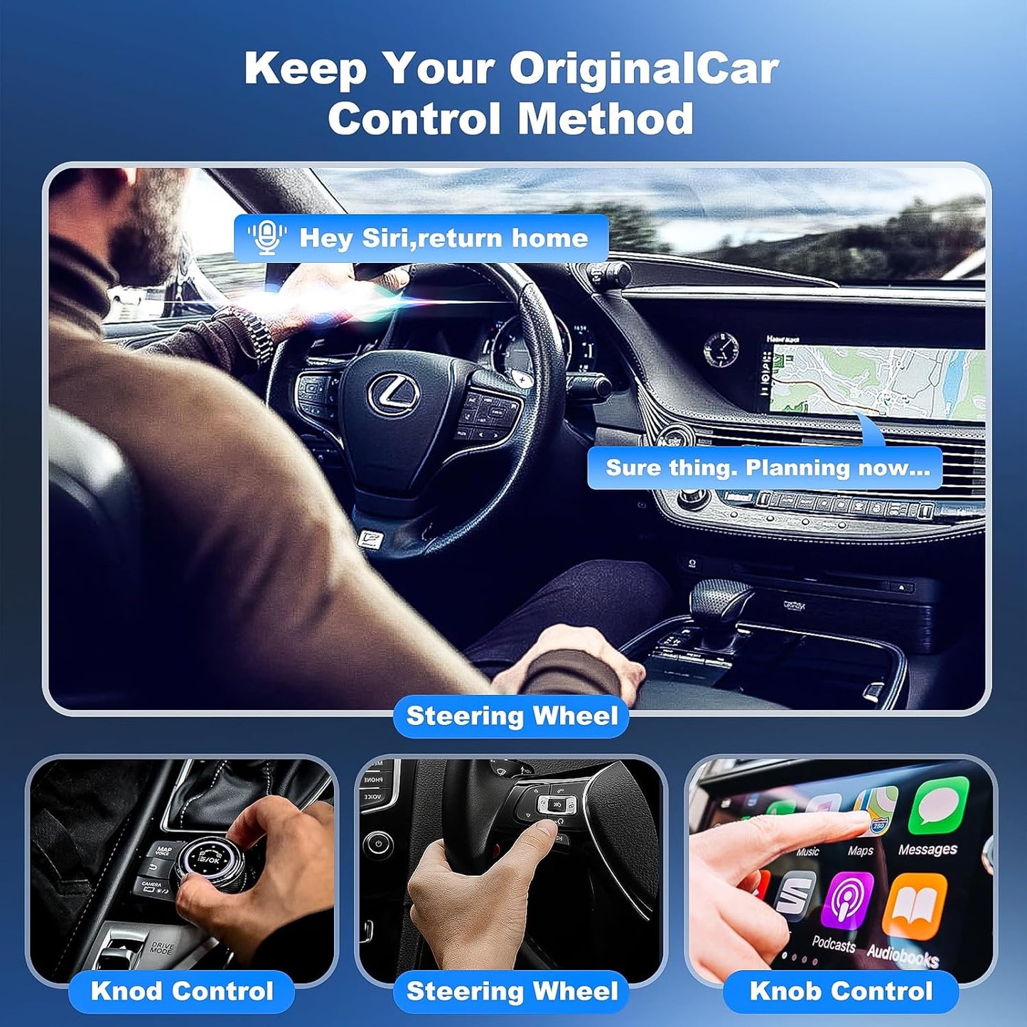 2 in 1 Wireless CarPlay Adaptor & Android Auto Adaptor for iPhone/Android, 2025 Mini Portable Car Dongle for Cars with OEM Wired CarPlay/AA from 2016, Stable Car Control & No Delay