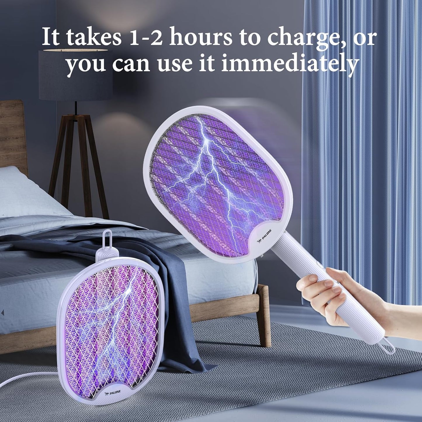 PALONE Solar Bug Zapper with 5.5W Solar Panel Charging, USB Charging Bug Zapper Light for Outdoor and Indoor