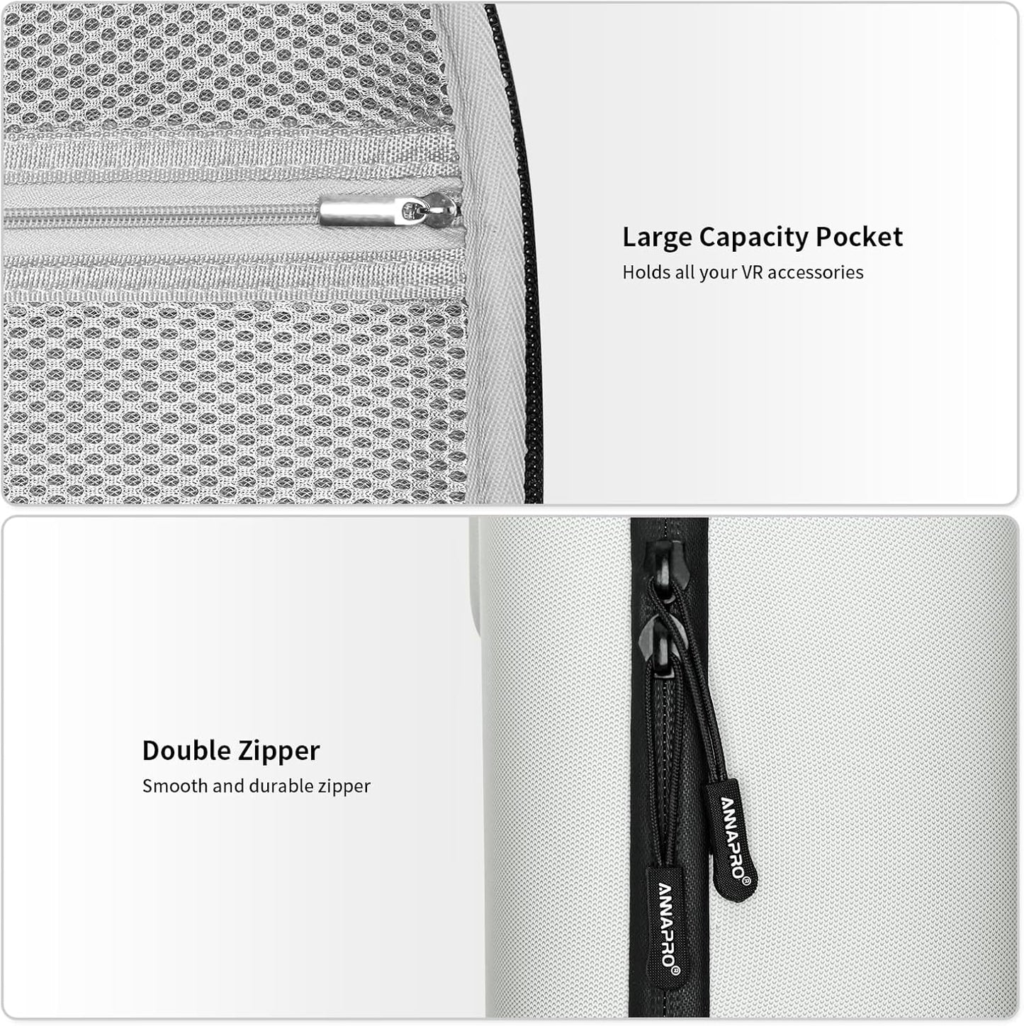 ANNAPRO Carrying Case for Meta Quest 3/Quest 2/Vision Pro, Compatible with Battery Elite Strap, Controllers and Other Accessories, Hard Shell Case and Superior Protection for Travel, Grey