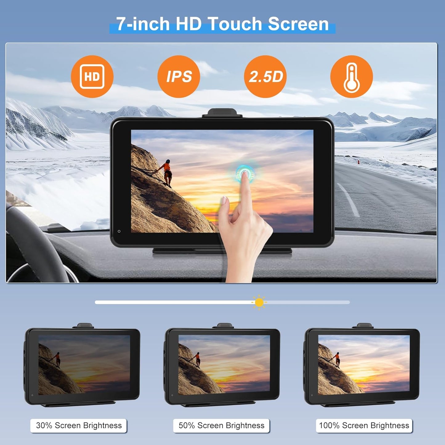 Portable Carplay Screen for Car with Wireless Carplay Android Auto Car Radio, Rimoody 7'' HD Touch Screen Head Unit with Mirror Link, GPS Navigation, Dual Bluetooth, AUX/FM Transmitter, Voice Control
