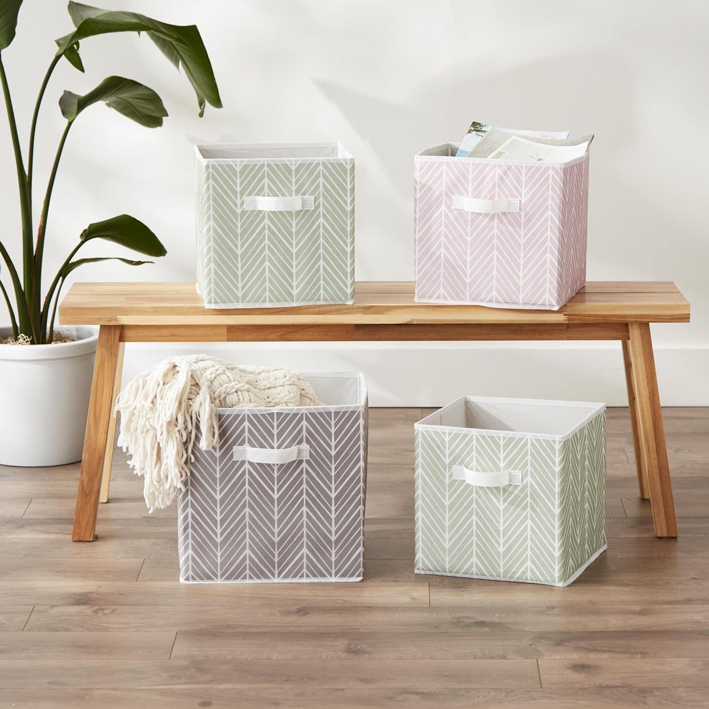 DII Foldable Fabric Storage Containers for Nurseries, Offices, Closets, Home Decor, Cube Organizers & Everyday Storage Needs, (Large - 11 x 11 x 11) Scroll Nautical Blue - Set of 2